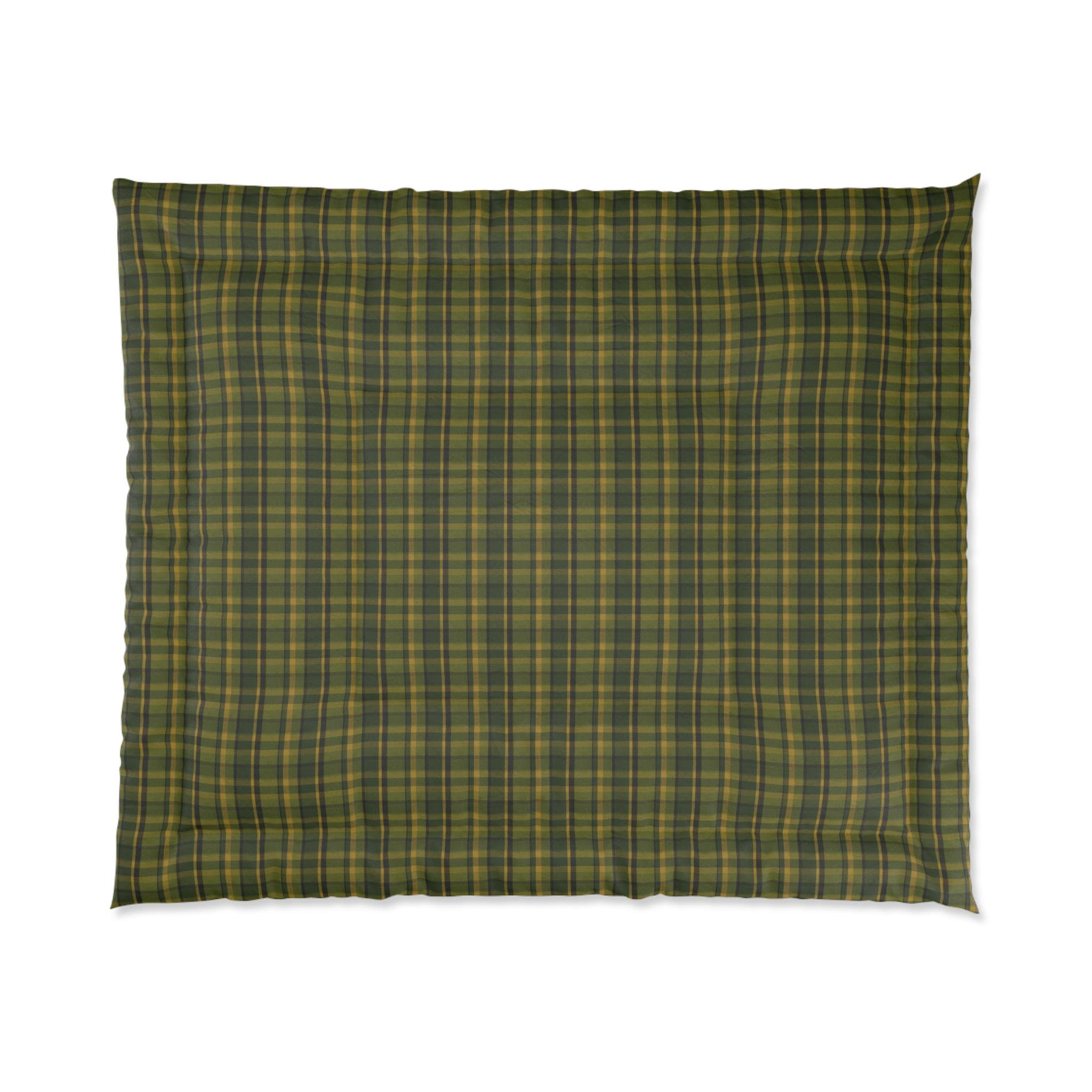 Green Plaid Comforter - Cozy Microfiber Bedding, Lodge Decor