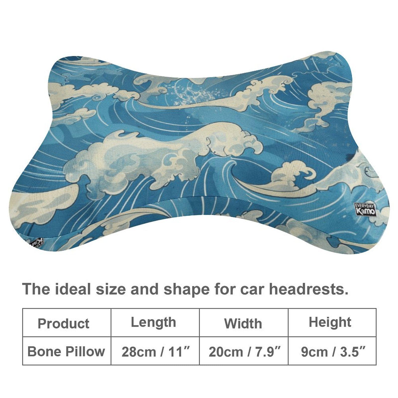 Everyday Kamo Ocean Wave Car Headrest Pillow | Memory Foam Neck Support for Driving Comfort