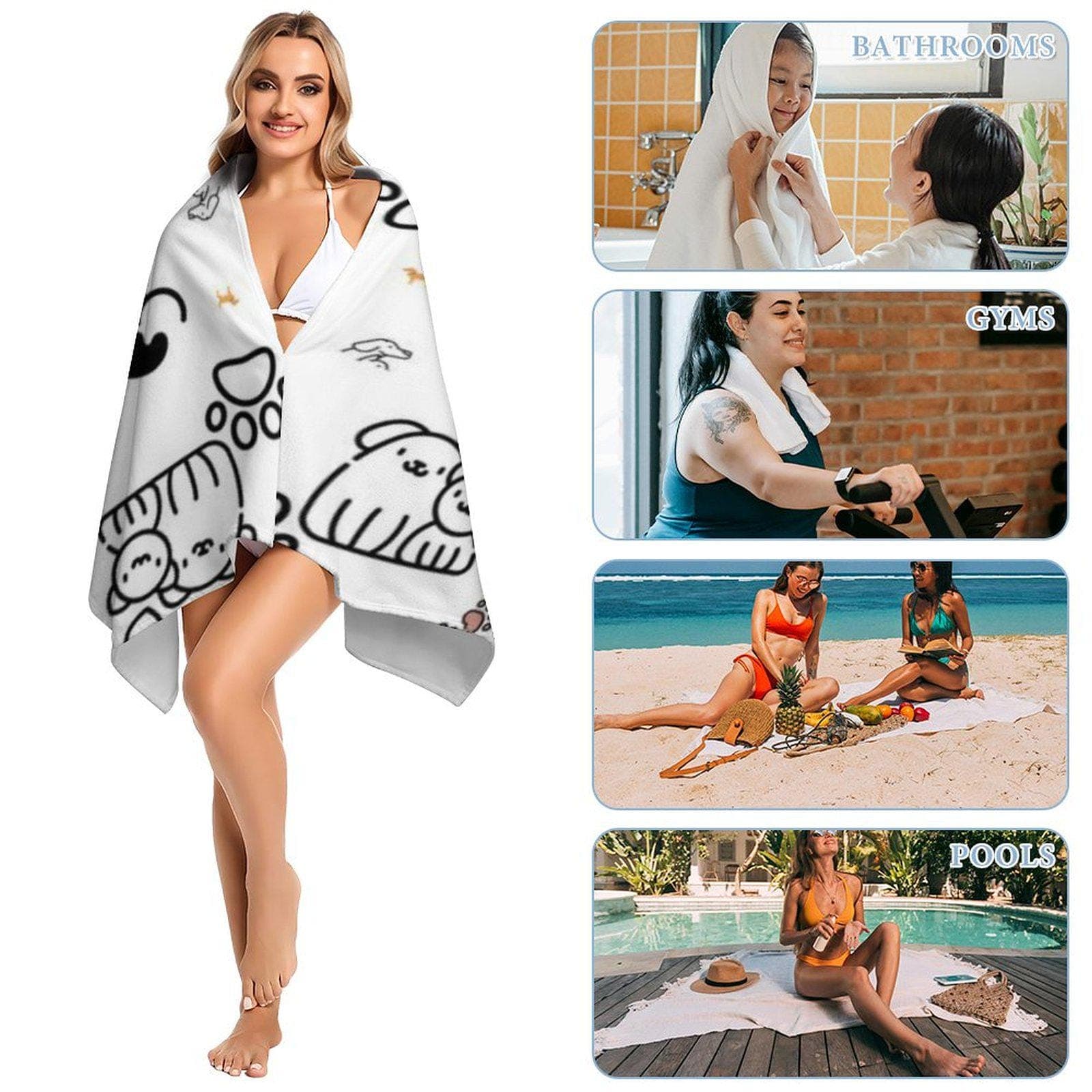 Microfiber Beach Towel 61.4x30.3" | Soft Quick-Dry Pool Towel