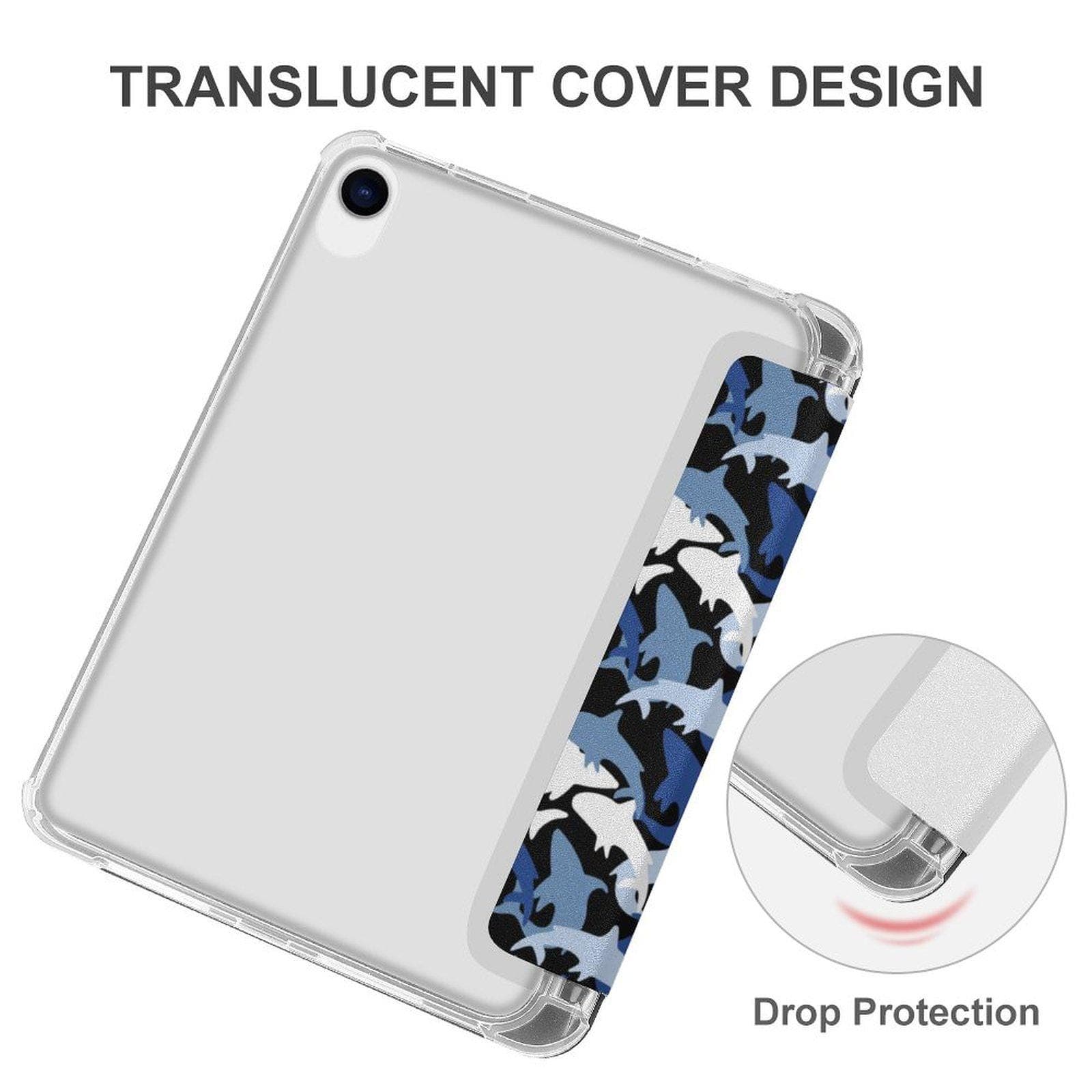 Shark Camo iPad Mini Case | Faux Leather Cover with Stand & Pencil Holder