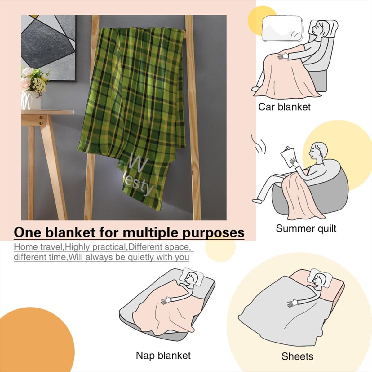 Westfalia Westy Green Flannel Blanket 30x40inch
