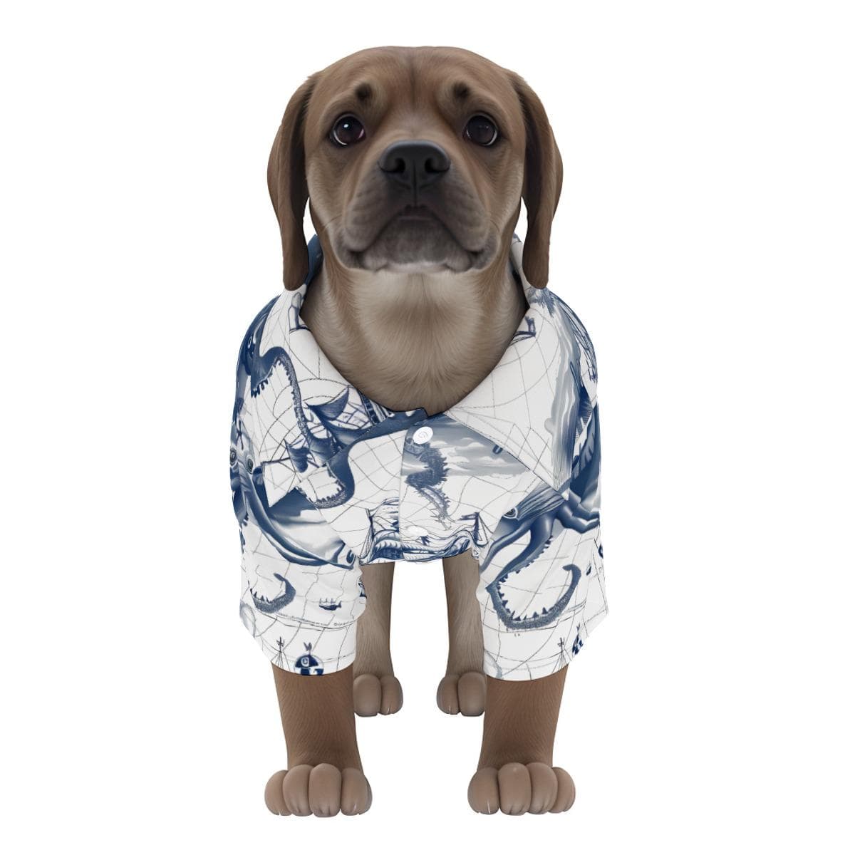 Nautical Pet Hawaiian Shirt | Dog & Cat Beachwear | Four-Way Stretch