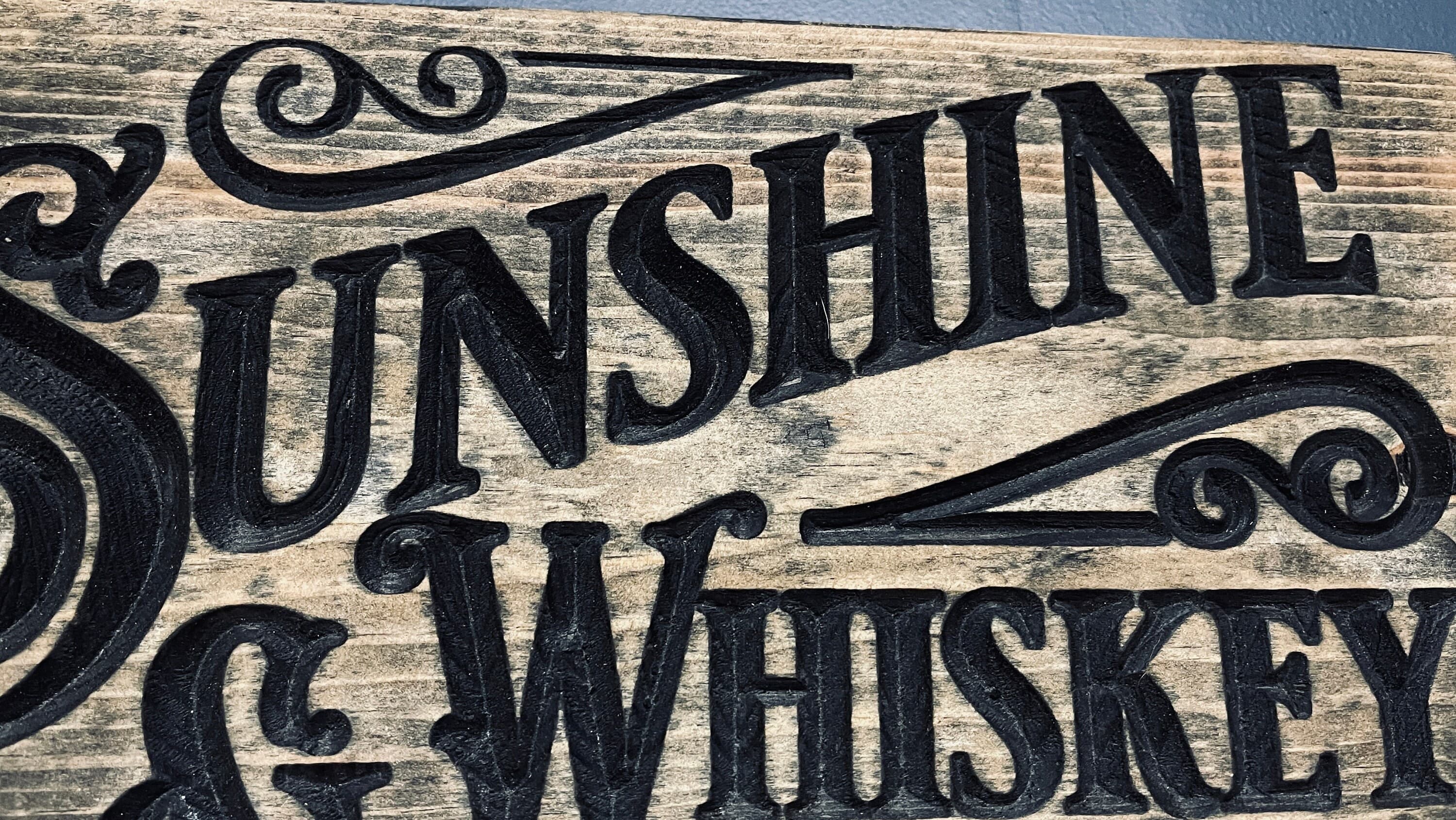 Sunshine & Whiskey Horizontal Carved Wood Sign
