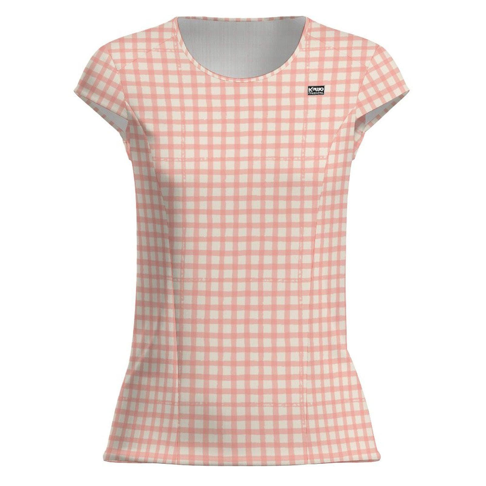 Pink Gingham Ice Silk T-Shirt | Women's UPF 50+ Sun Protection Tee | Breathable Summer Comfort Top | Casual Checkered Short Sleeve Shirt