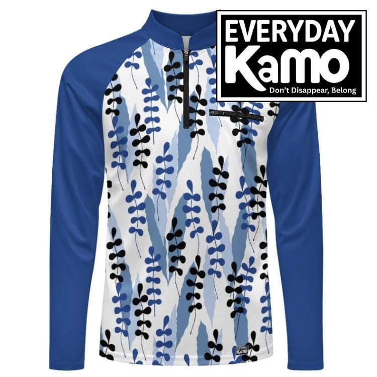 Everyday Kamo Men's Tidal Leaf Print UV Protection Fishing Hoodie | Long Sleeve Stand-Up Collar Performance Shirt
