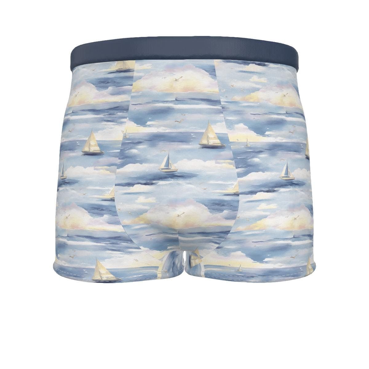 Men's Nautical Sailboat Boxer Briefs - Ocean Seascape Underwear - Comfortable & Sporty Fit