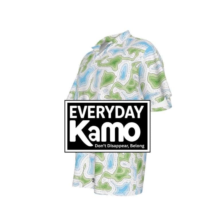 Adventure Awaits: Topographic Map Hawaiian Shirt | Cool Blue & Green Explorer Aloha