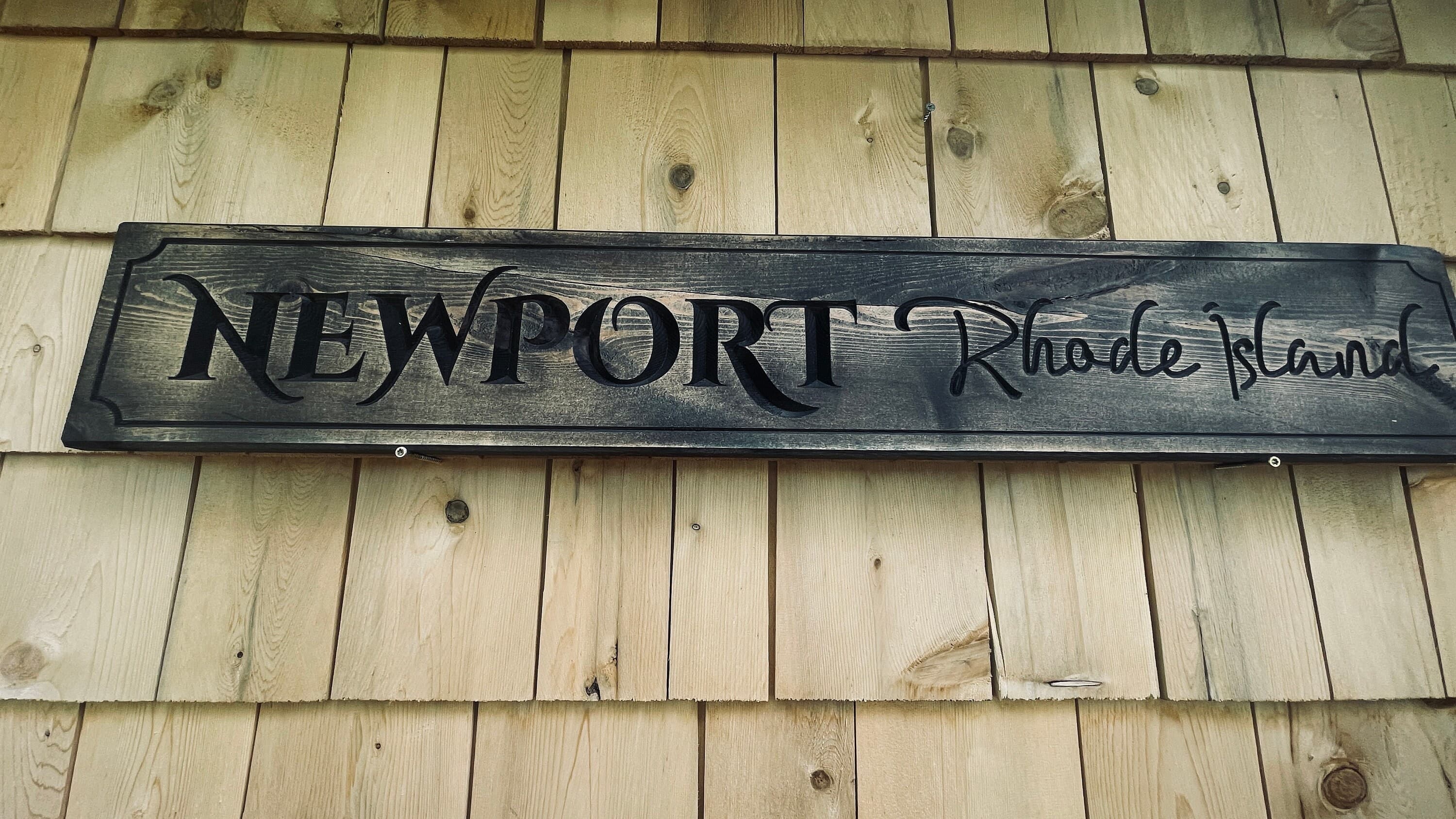 Newport Rhode Island Carved Real Pine Wooden Sign