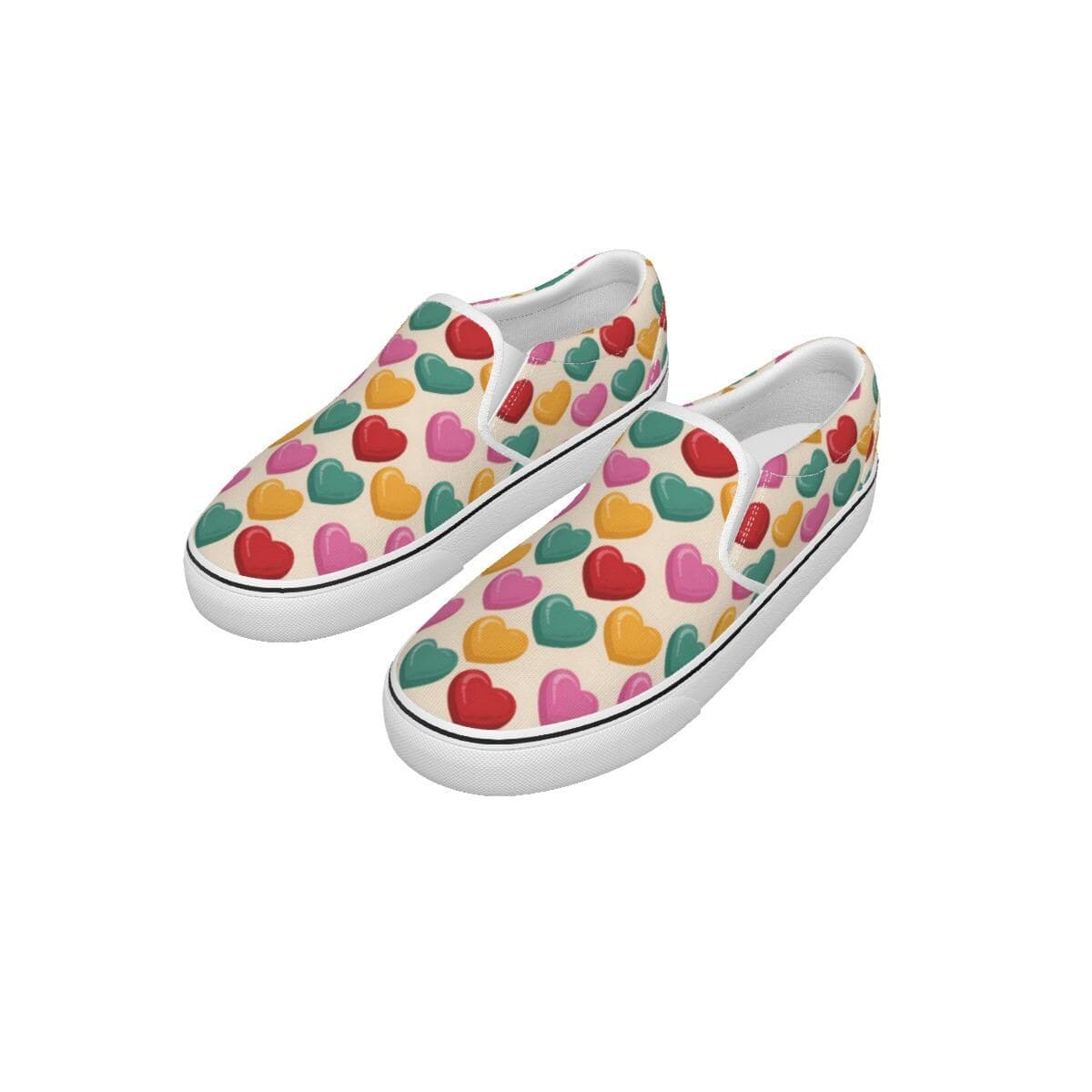 Everyday Kamo Heart Pattern Canvas Slip-On Shoes for Men | All-Day Comfort & Style