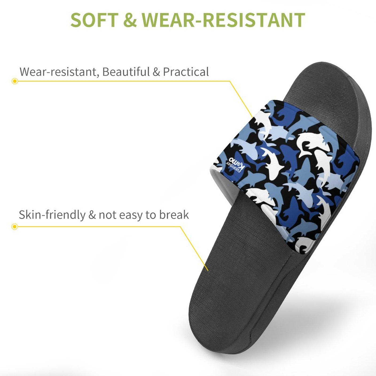 Everyday Kamo Shark Camo PVC Slide Sandals - Blue Ocean Pool Beach Comfort
