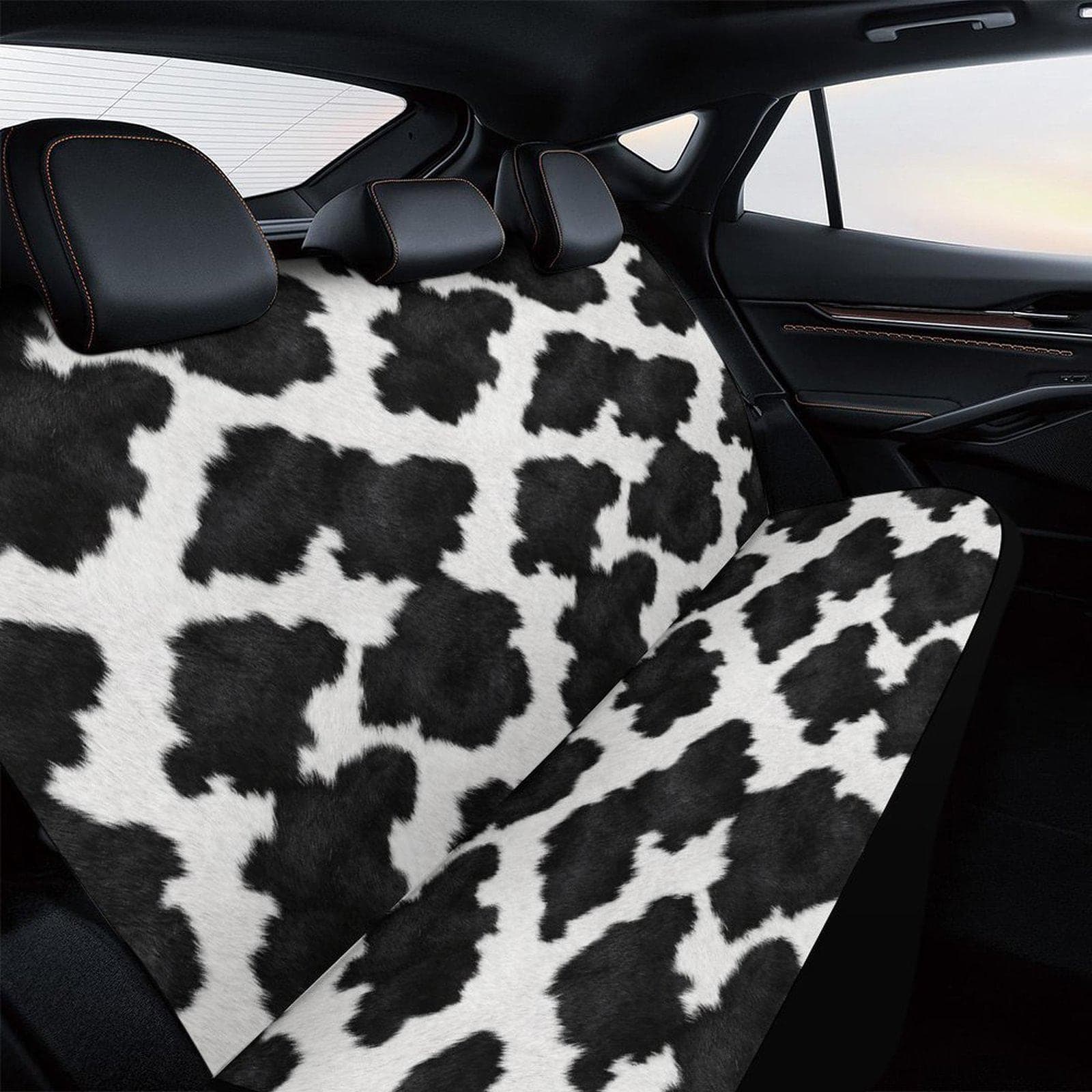 Cow Print Car Back Seat Cover | Stretch Polyester Spandex | SUV Sedan