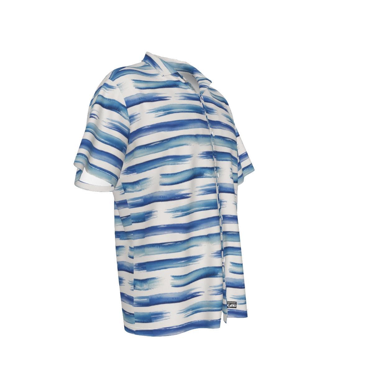 Vibrant Blue Brushstroke Hawaiian Shirt for Men | Modern Abstract Striped Aloha Shirt | Breathable Summer Beach Button Up