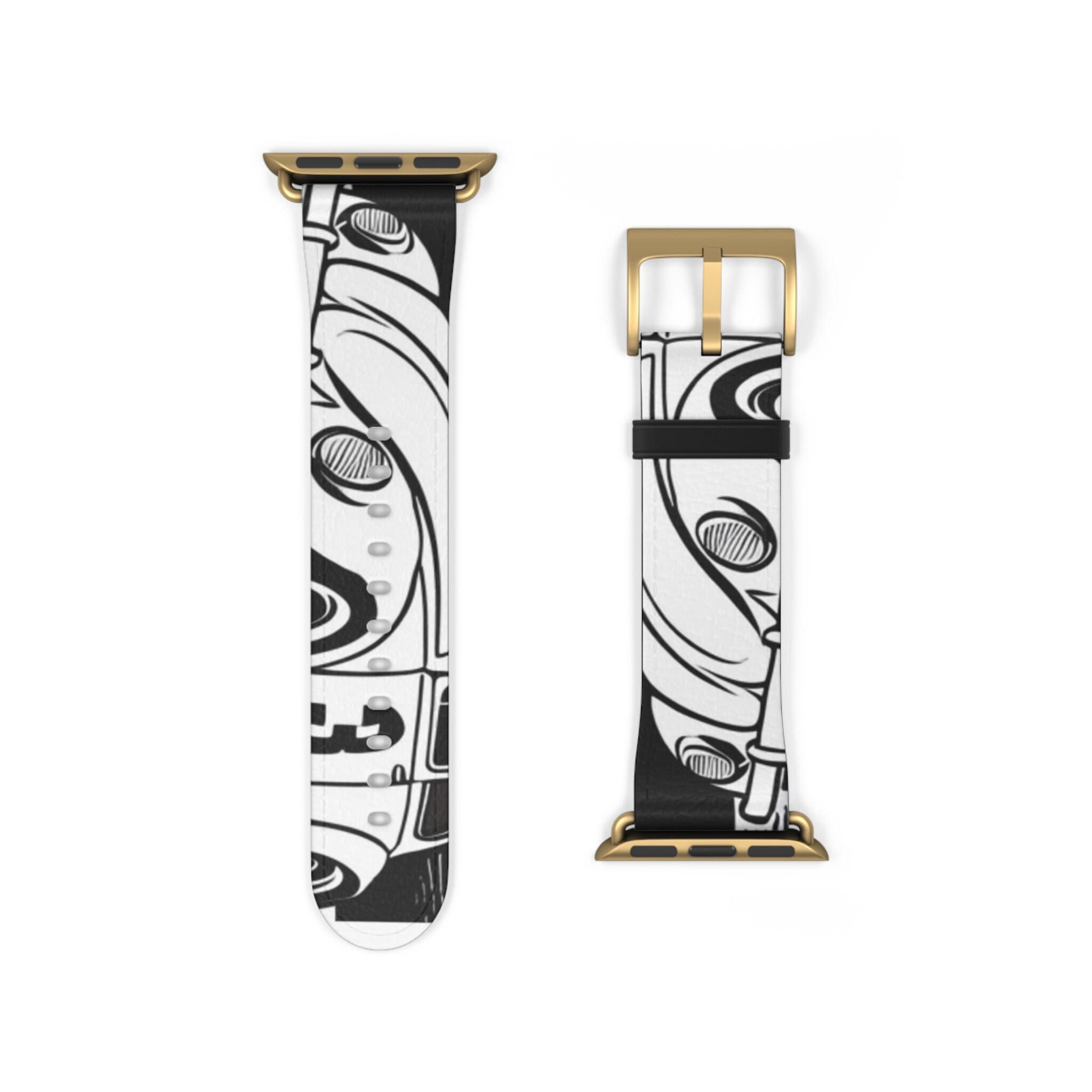 Vintage VW Bug Apple Watch Band - Black White Retro Camper Print
