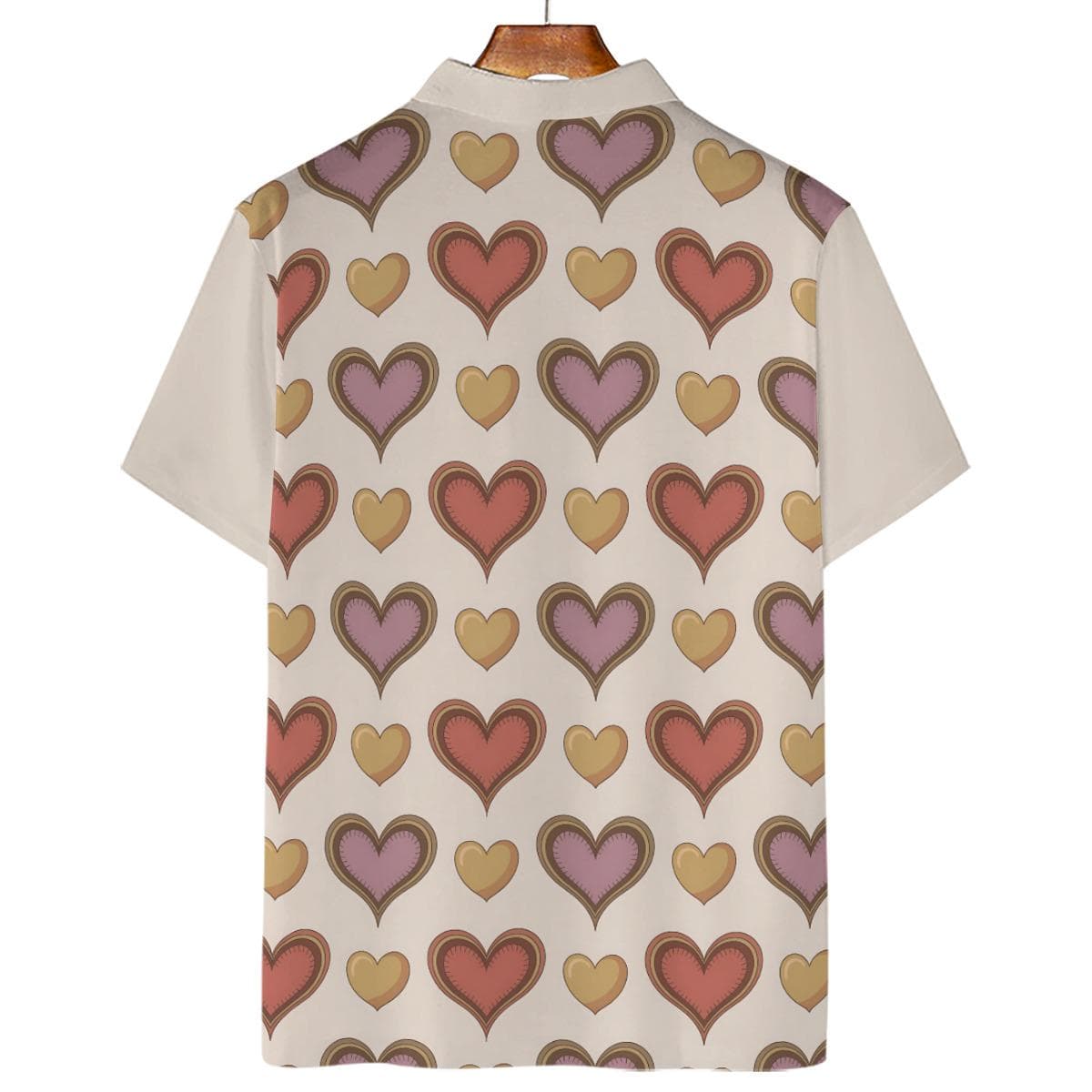 Retro Heart Pattern Polo Shirt | Breathable Polyester Tee