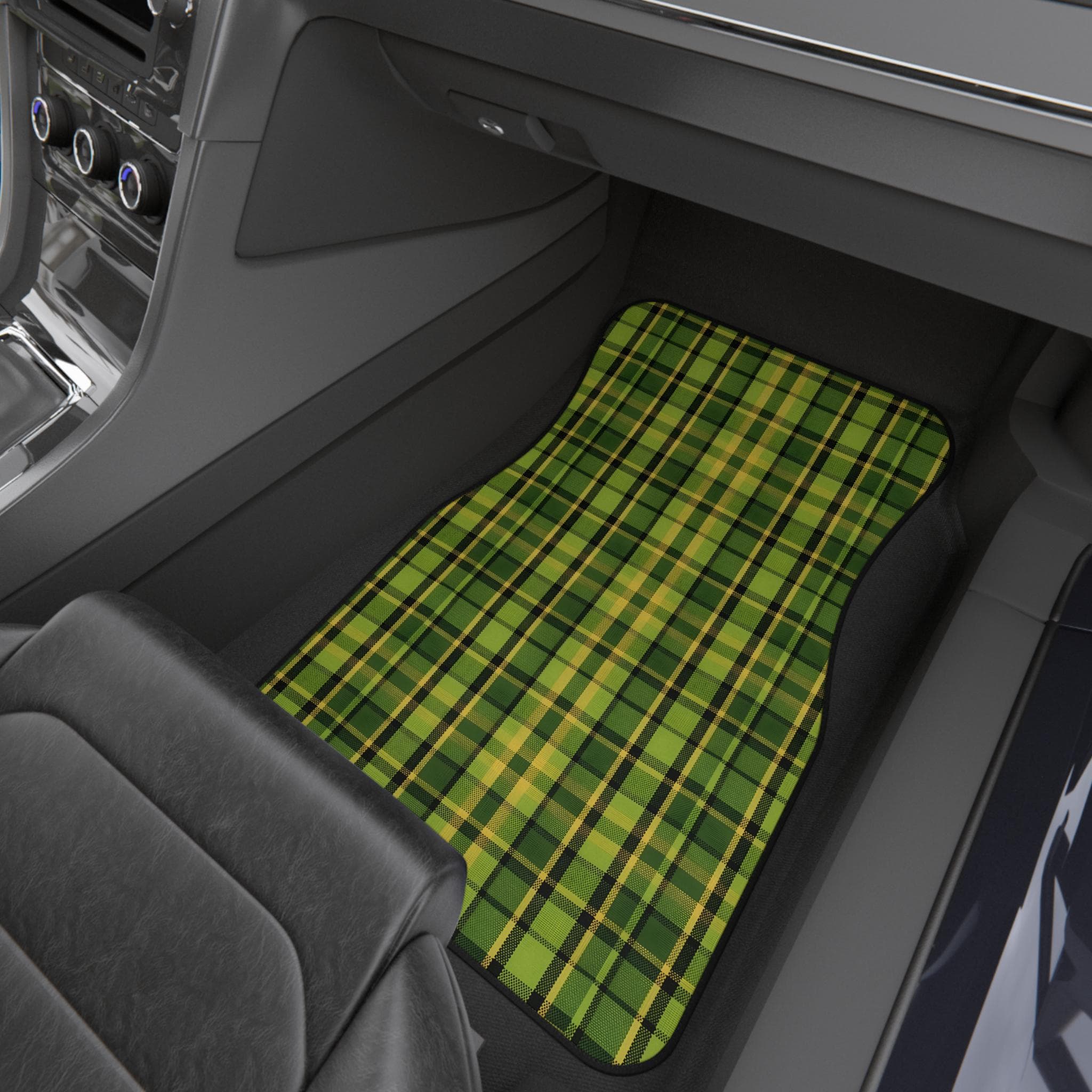 Westy Plaid Car Mats Green Retro VW Camper Bus Road Trip