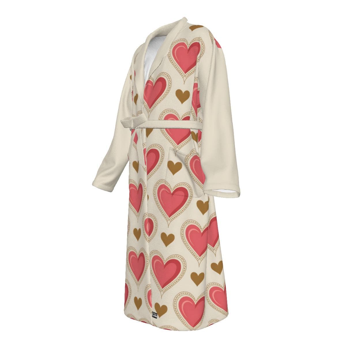 Pink Heart Pattern Jersey Knit Robe | Soft Loungewear