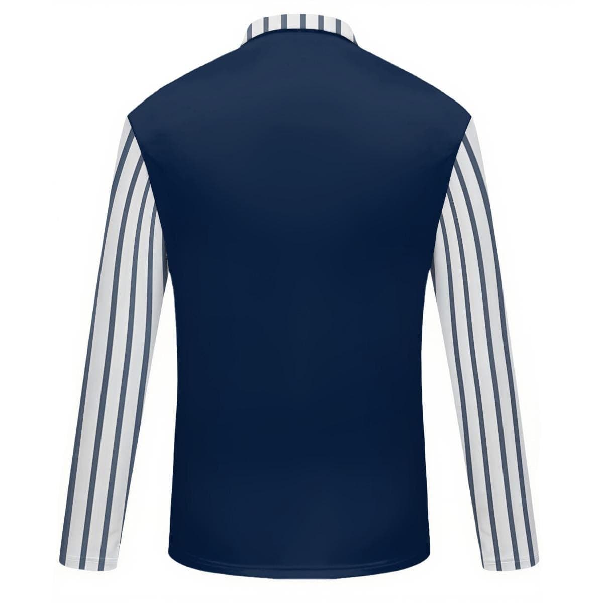 Striped Sleeve Quarter Zip Polo Shirt | Navy Blue Activewear