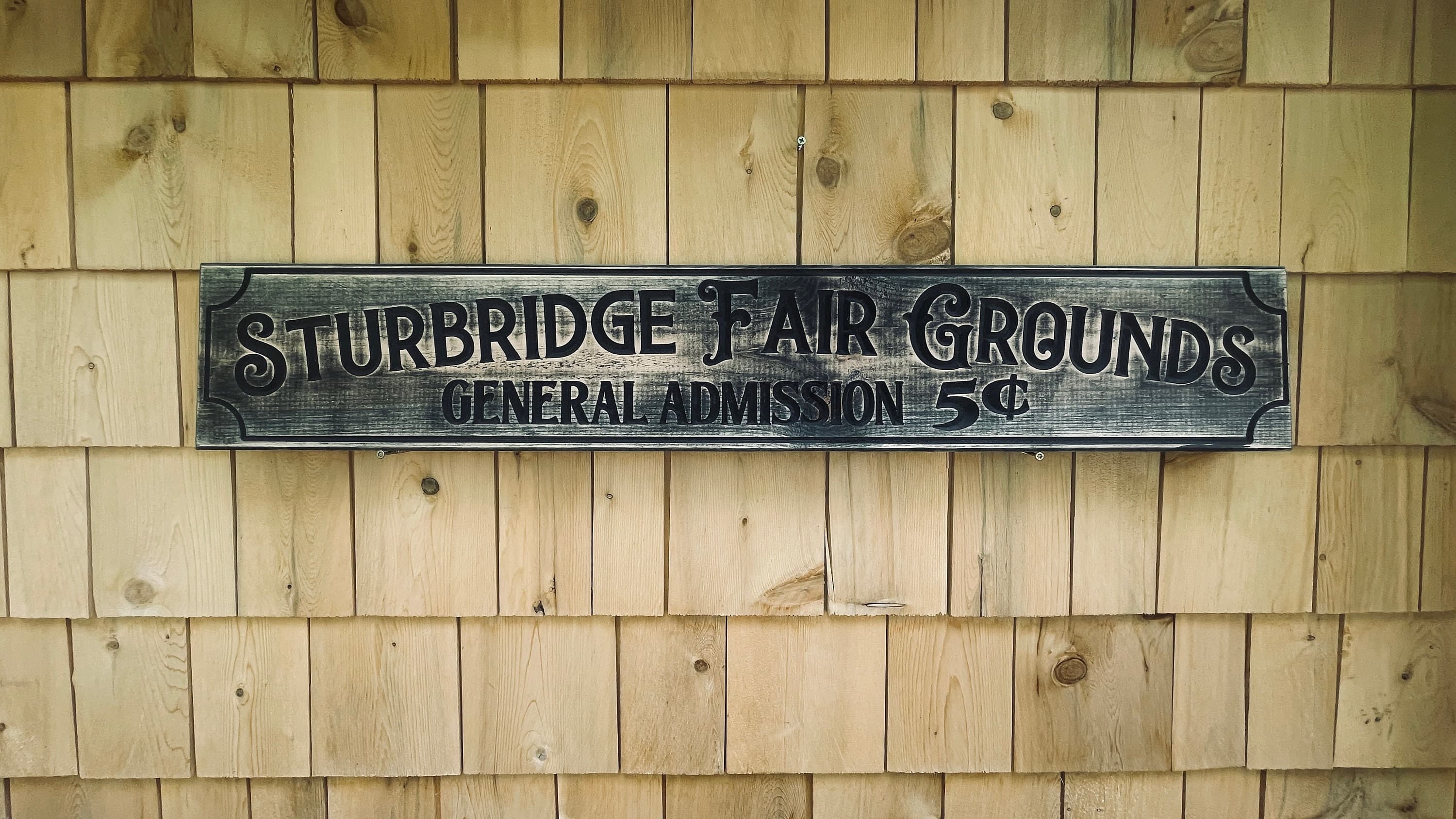 Sturbridge Fair Grounds Carved Real Pine Wooden Sign