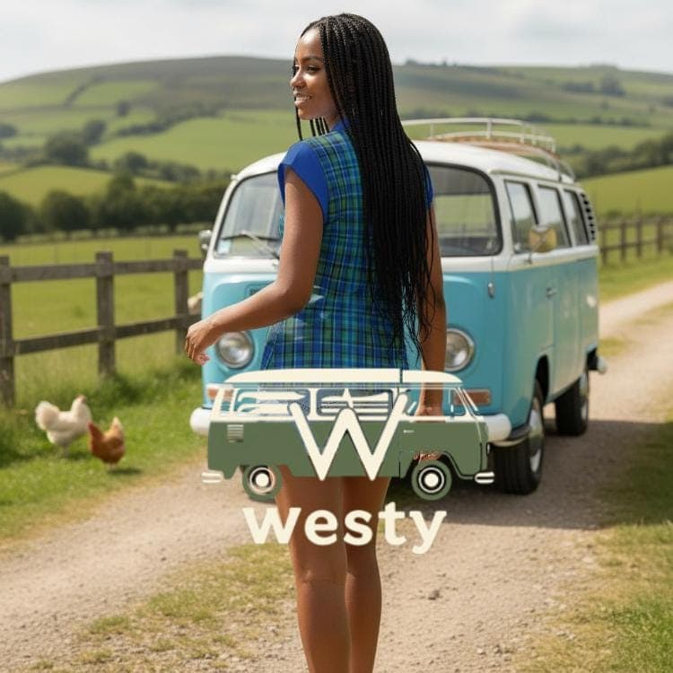 Westy Camper V-Neck Top, Plaid Adventure Shirt