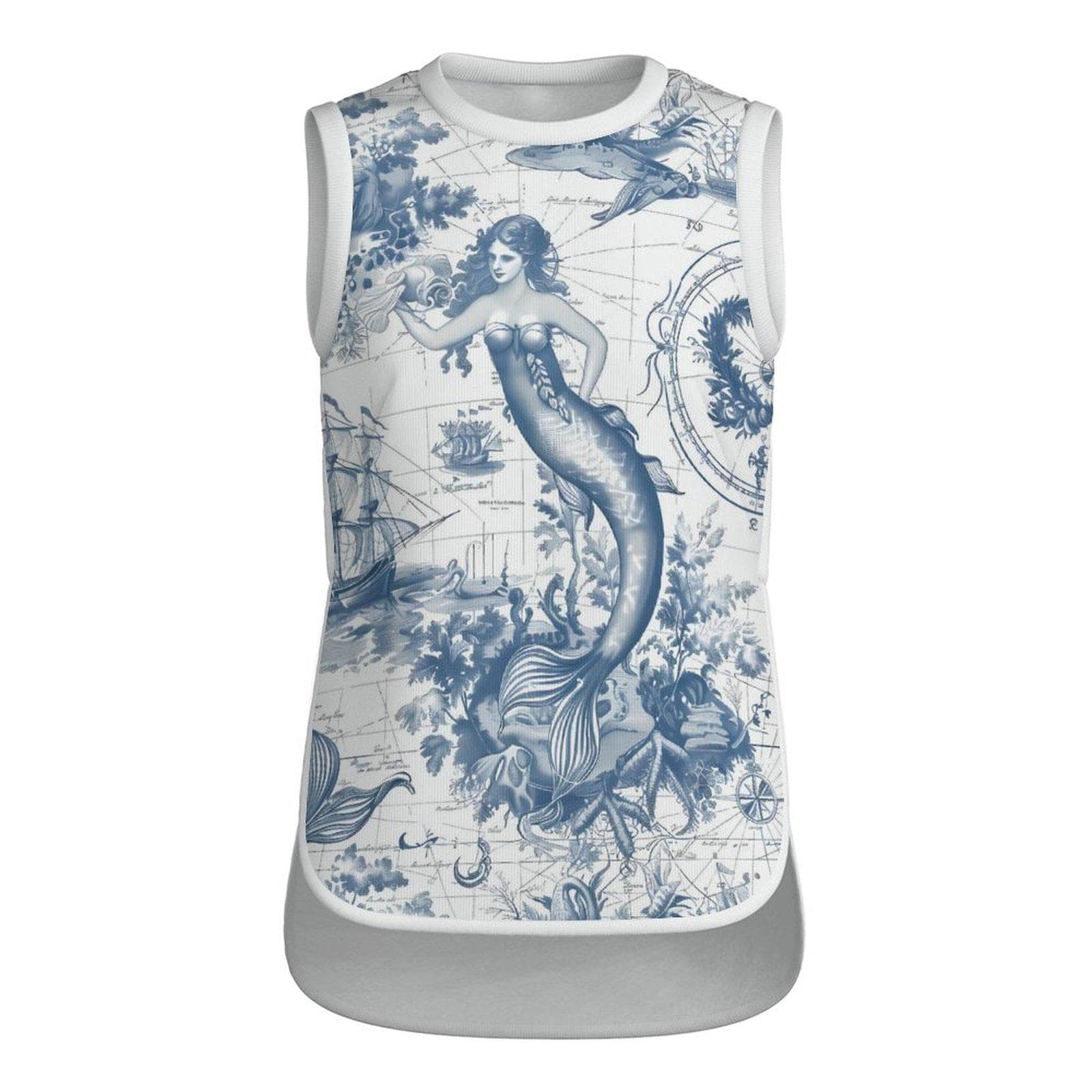 Vintage Mermaid Toile Yoga Tank Top | Nautical Ocean Map Women's Activewear