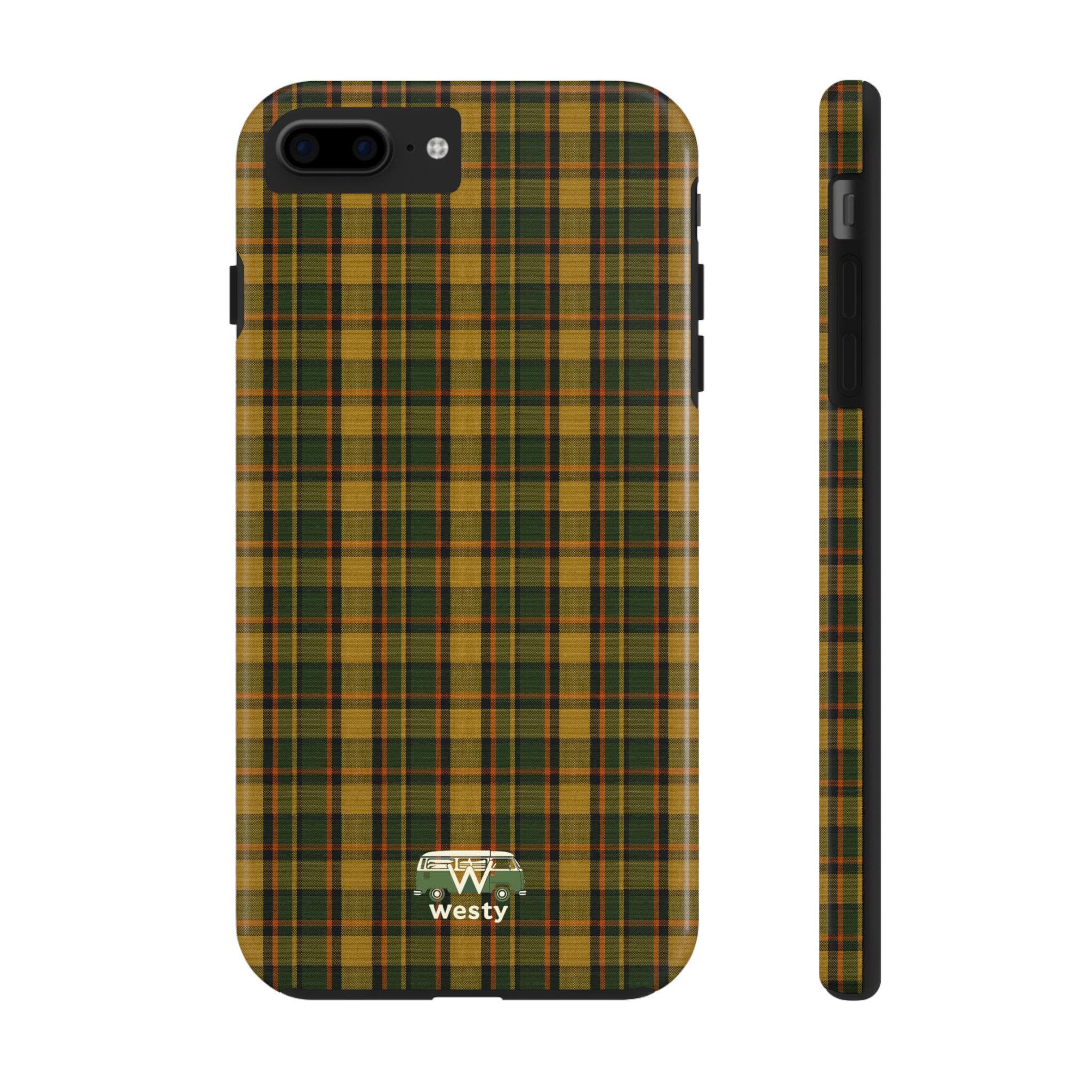 Westfalia Camper Van Plaid Phone Case, Protective Mobile Accessory