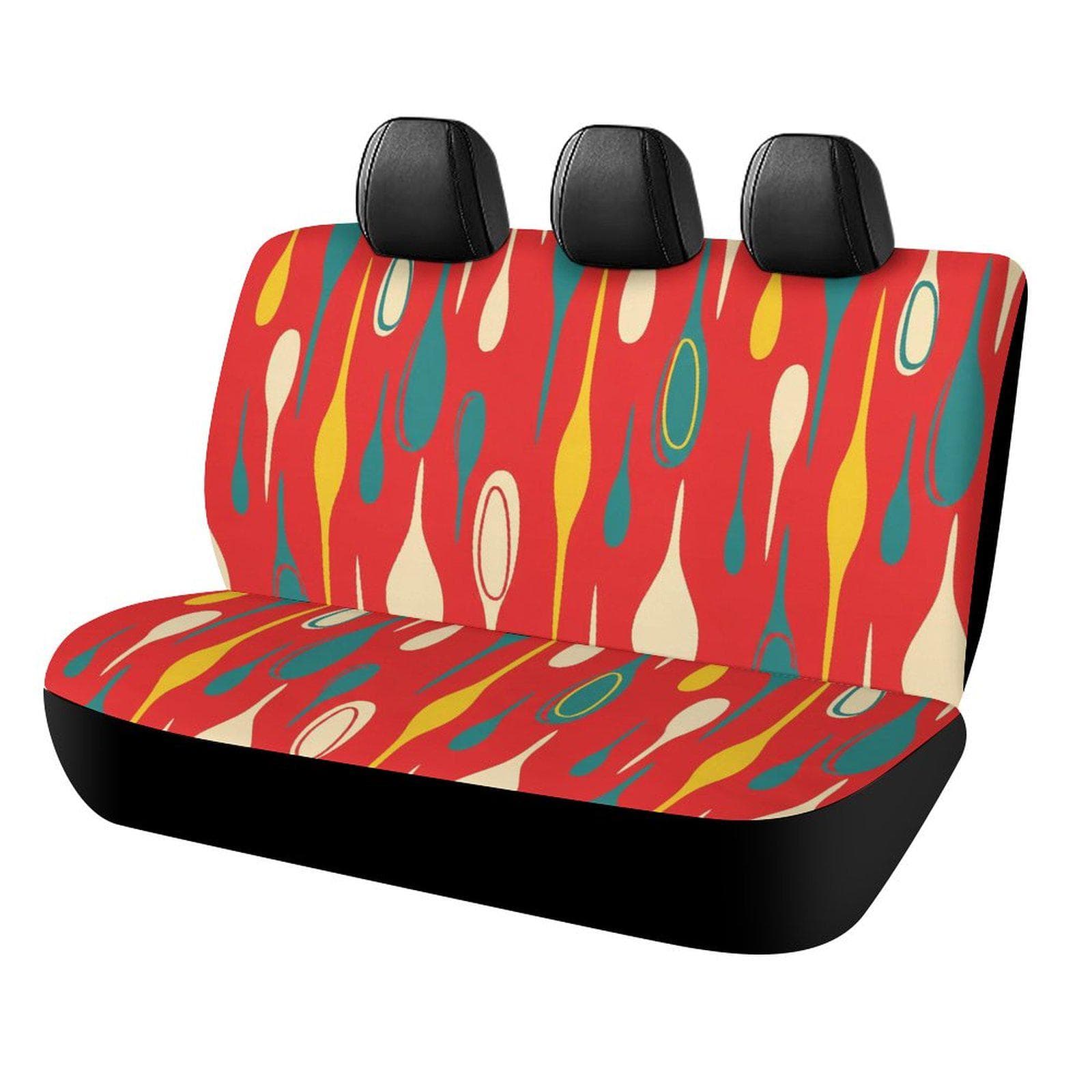 Retro Car Back Seat Cover | Mid-Century Teardrop Pattern | Universal Fit Spandex