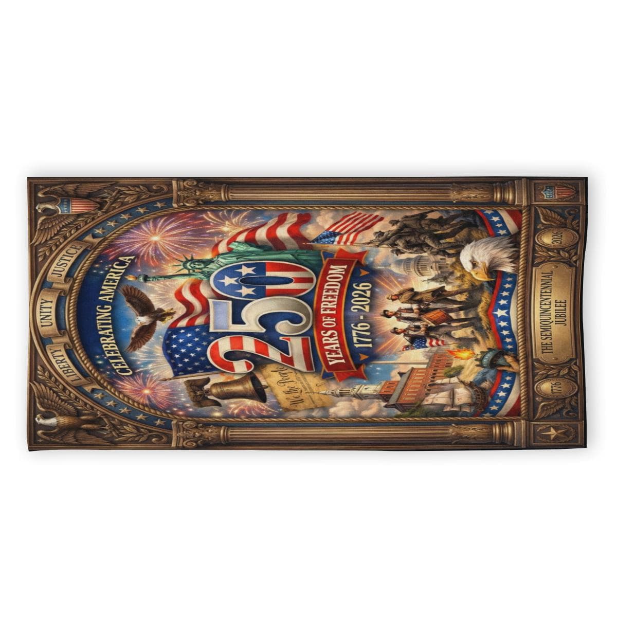 Microfiber Beach Towel 250 Years Freedom Custom Celebrating America