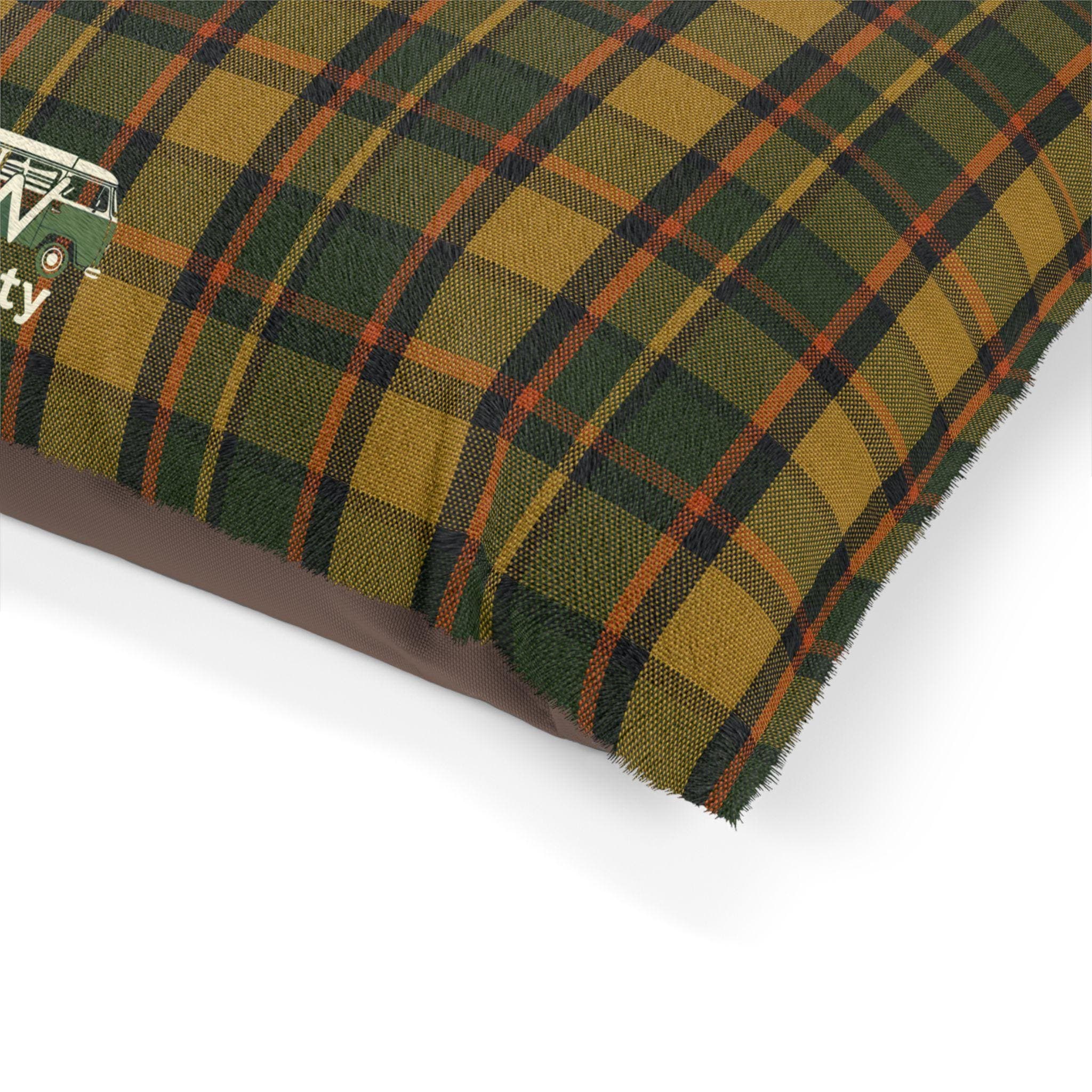 Plaid Vintage VW Camper Inspired Dog Bed, Removable Cover