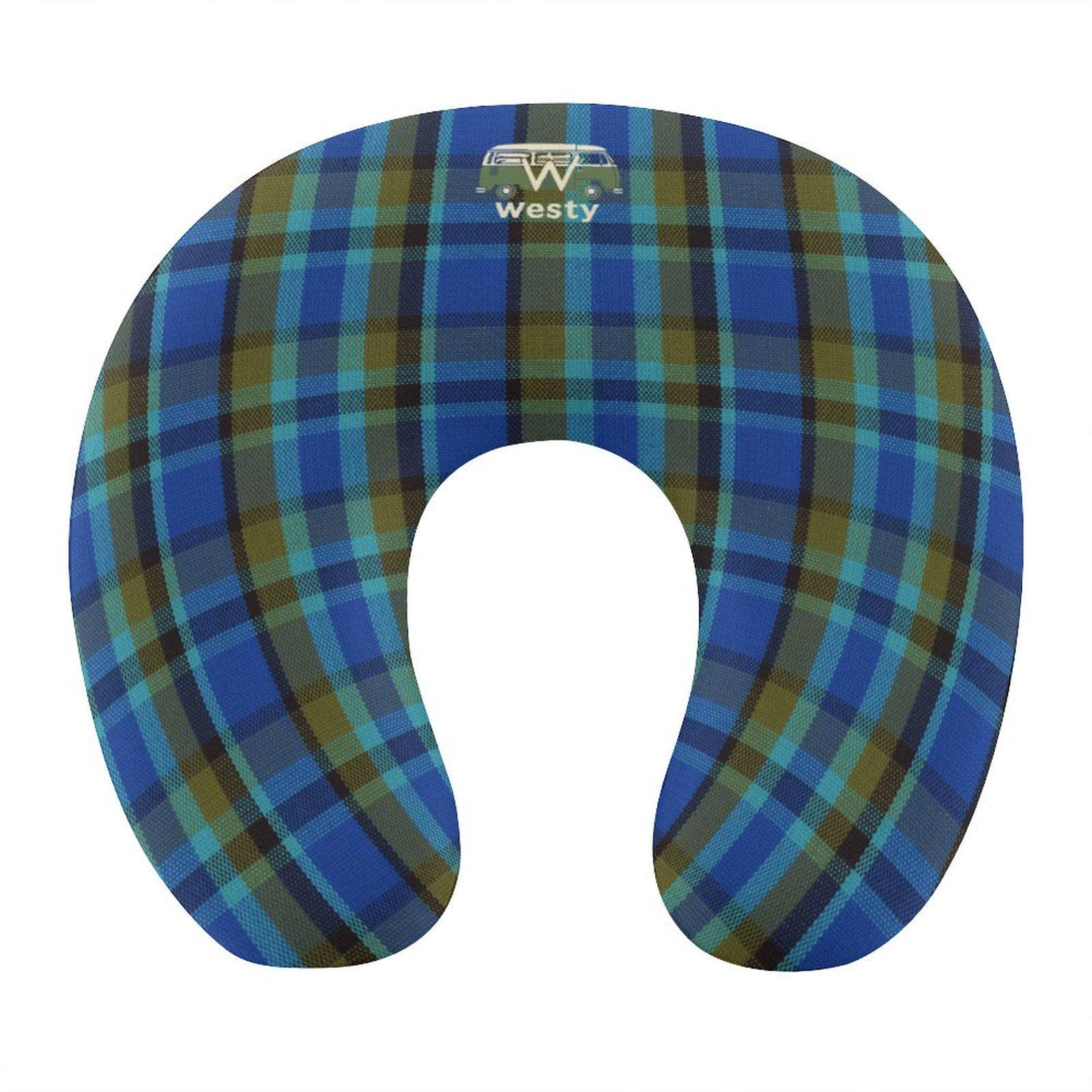 Westy Van Life Plaid Memory Foam Travel Pillow | Neck Support