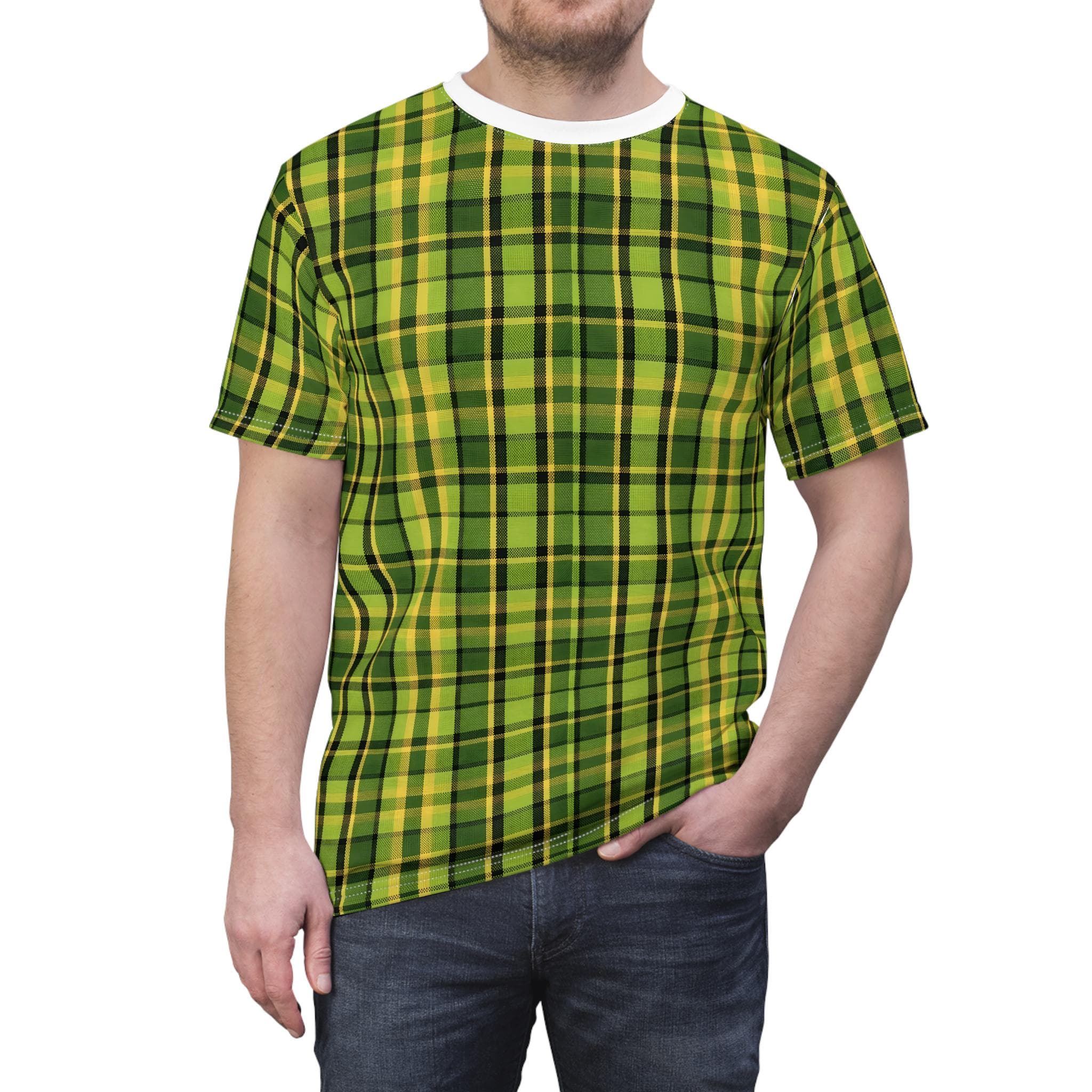 Westy Plaid Green T-Shirt Retro Camper Van Road Trip Tee