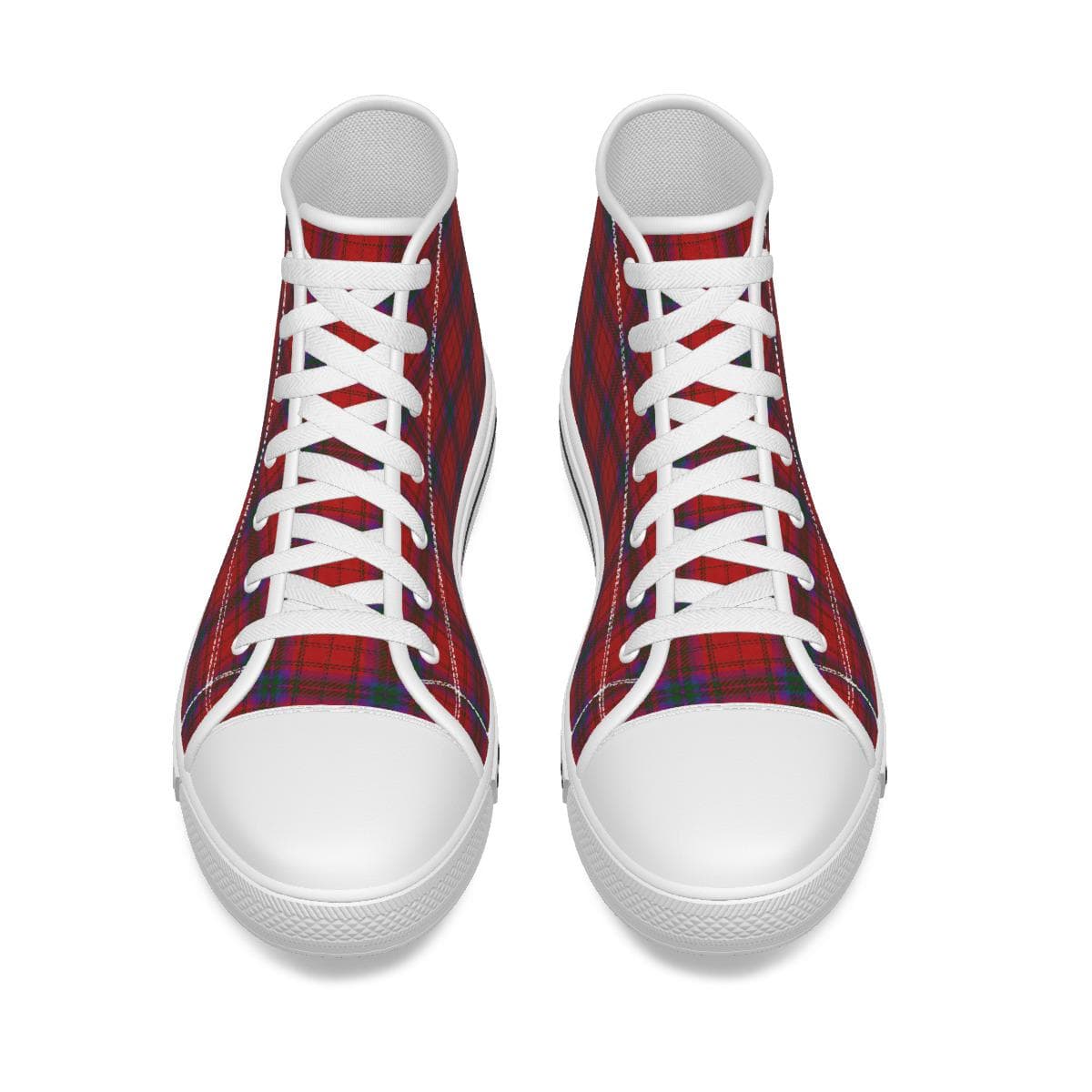 Men's Red Plaid Canvas High Top Sneakers | Custom Handmade