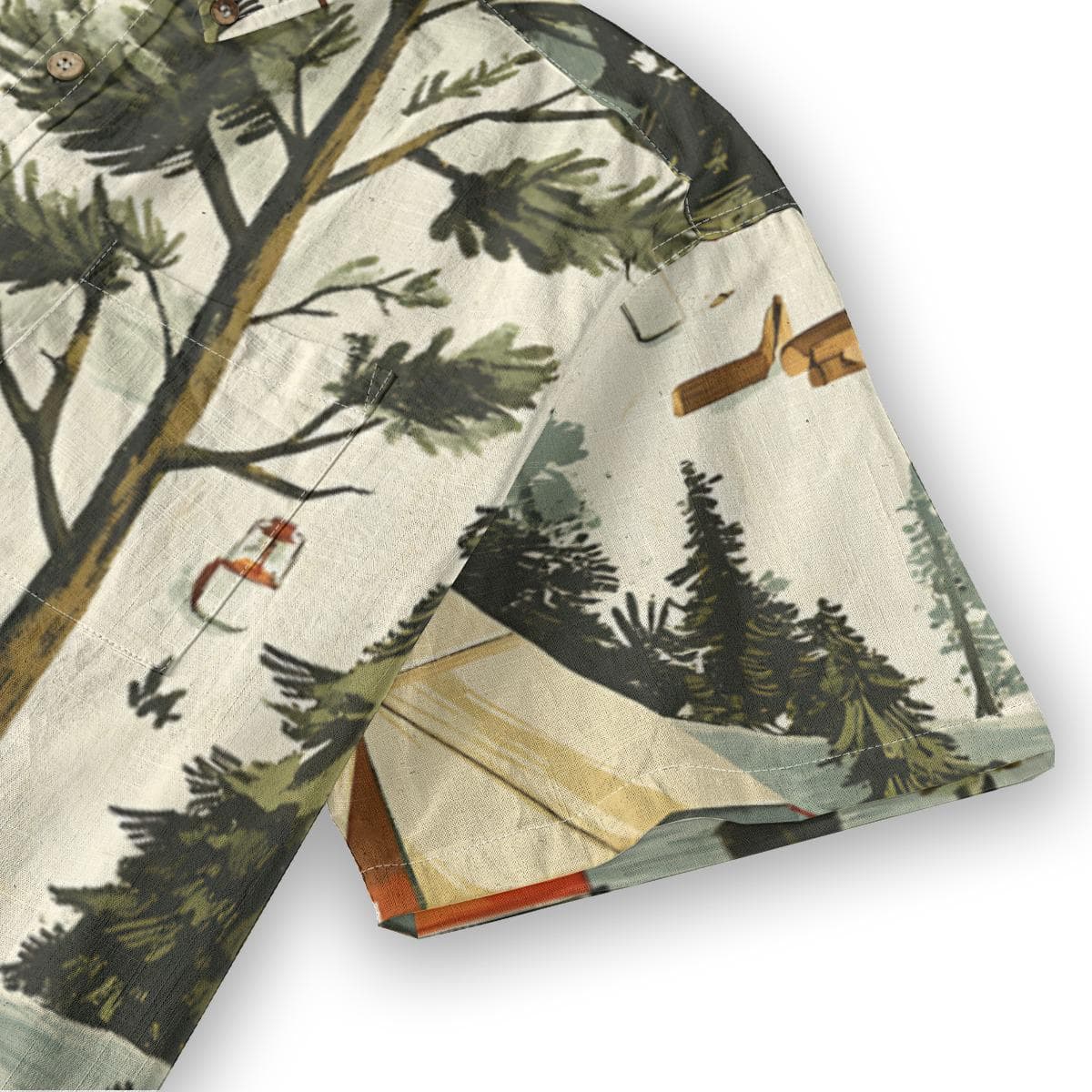 Men's Slub Cotton Camp Shirt | Watercolor Forest Print