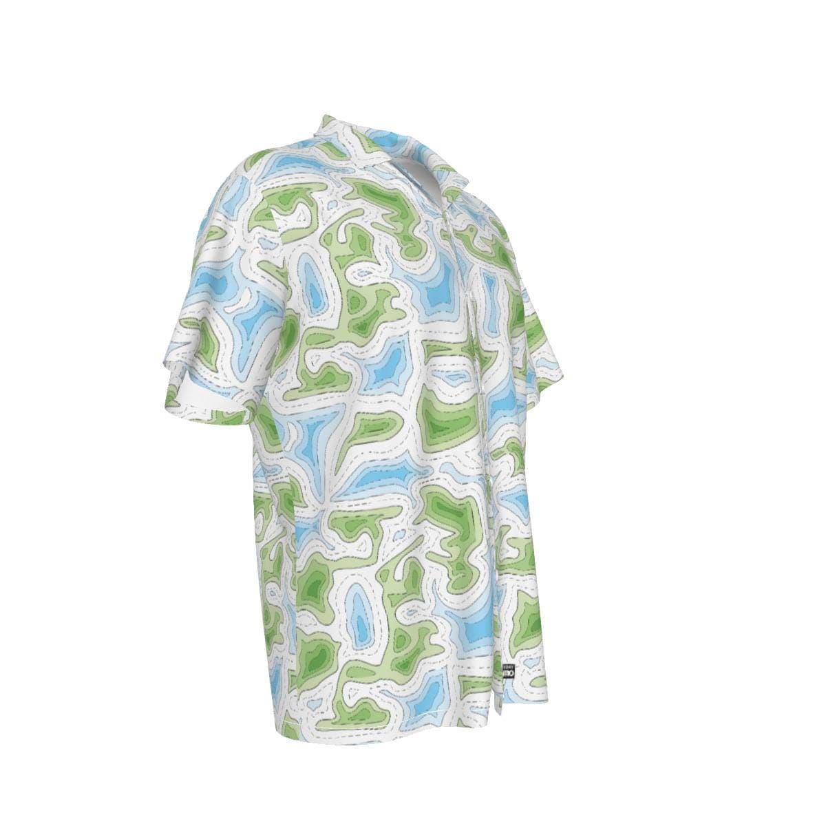 Adventure Awaits: Topographic Map Hawaiian Shirt | Cool Blue & Green Explorer Aloha
