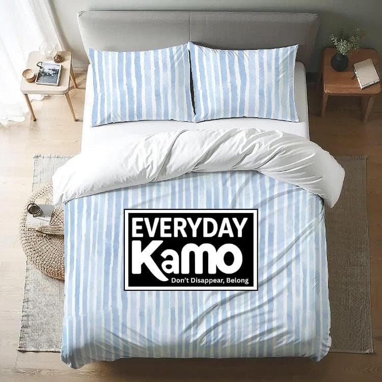 Everyday Kamo Queen Duvet Cover Set Blue Stripe