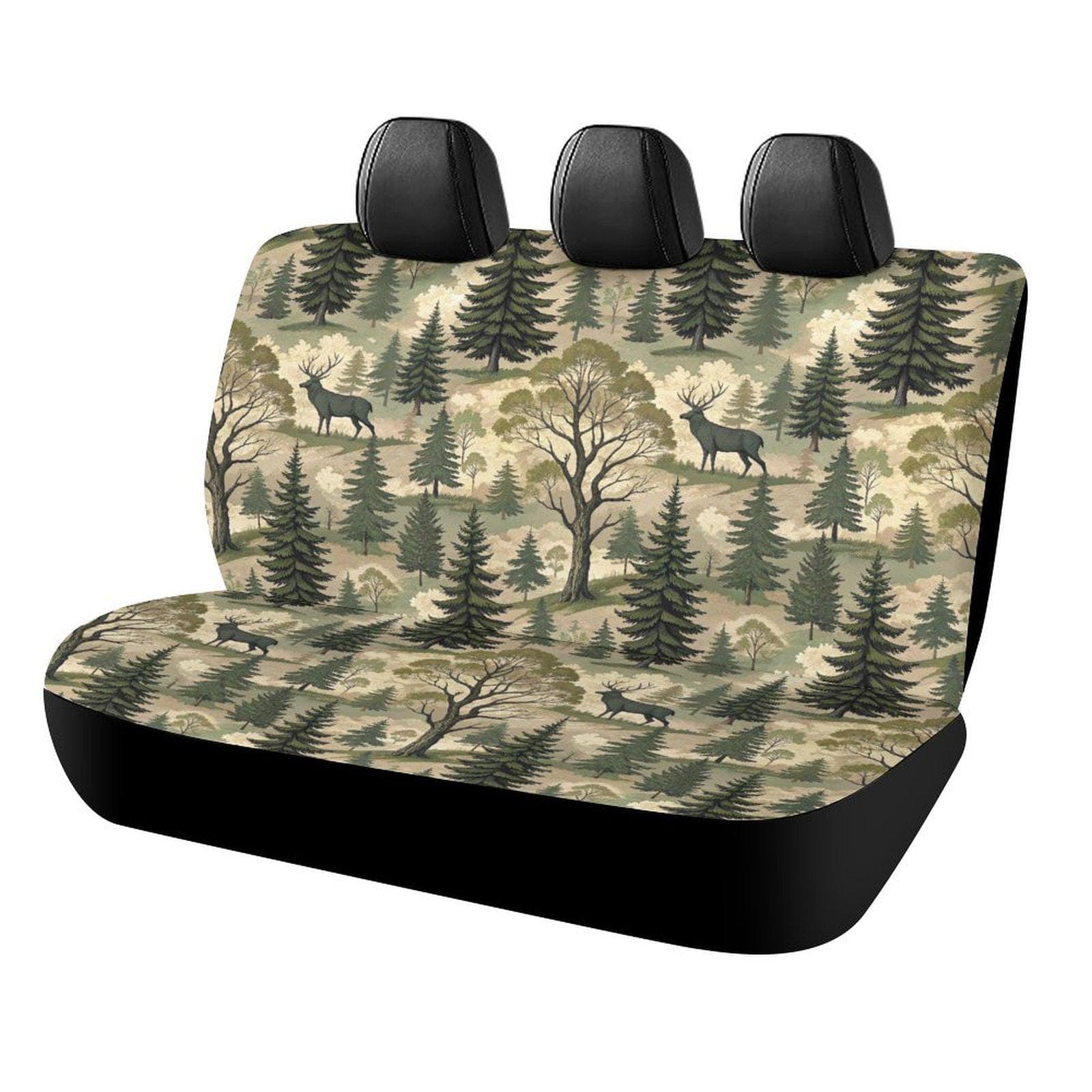 Forest Deer Camo Car Back Seat Cover | Stretch Fit SUV Truck | 95% Polyester