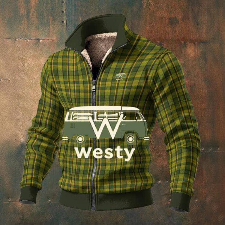 Westy Green Plaid Fleece Zip-Up Jacket | Cozy Van Life Comfort | Heritage Road Trip Style