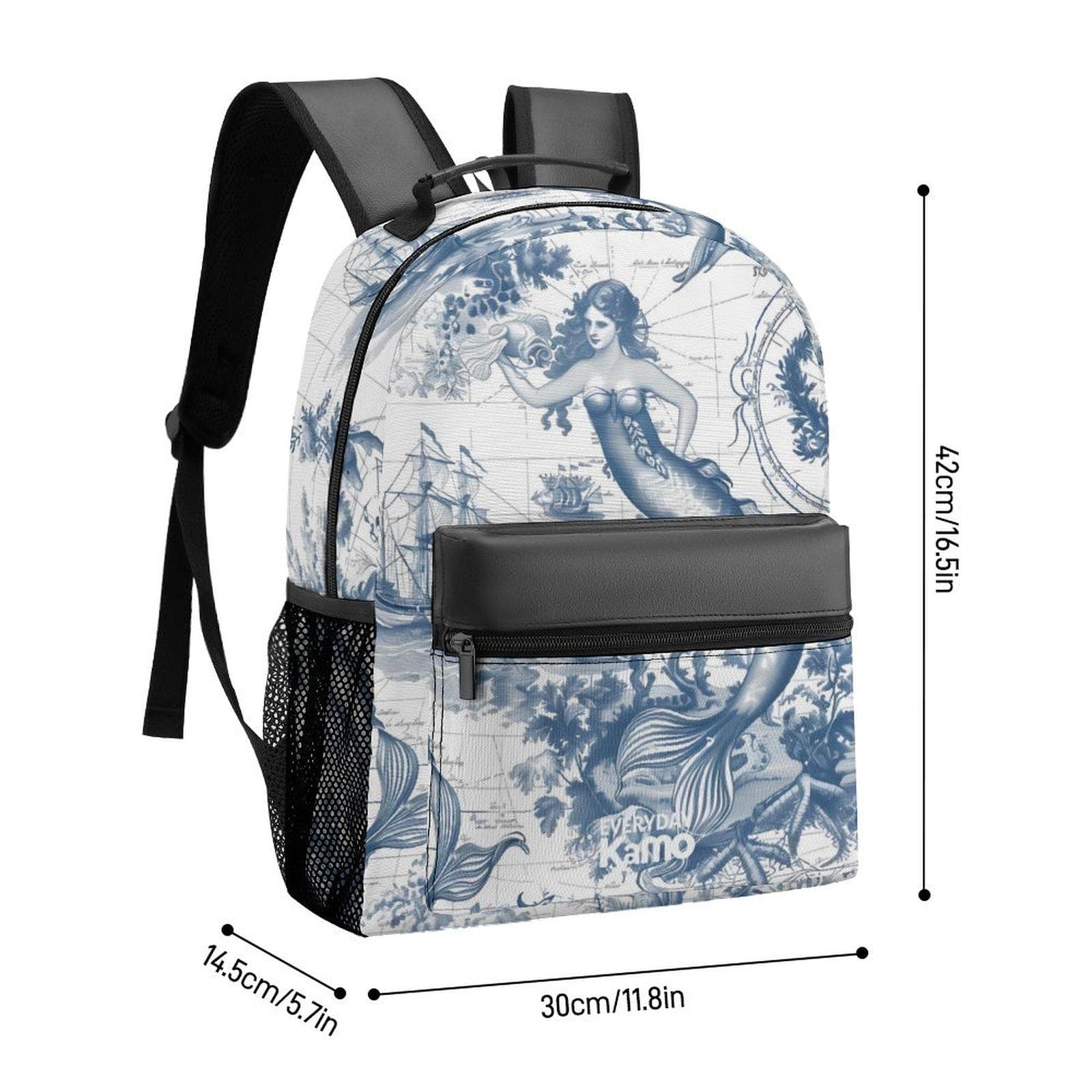 Mermaid's Map Adventure Backpack | Nautical Toile Everyday Rucksack | Stylish Travel & School Bag
