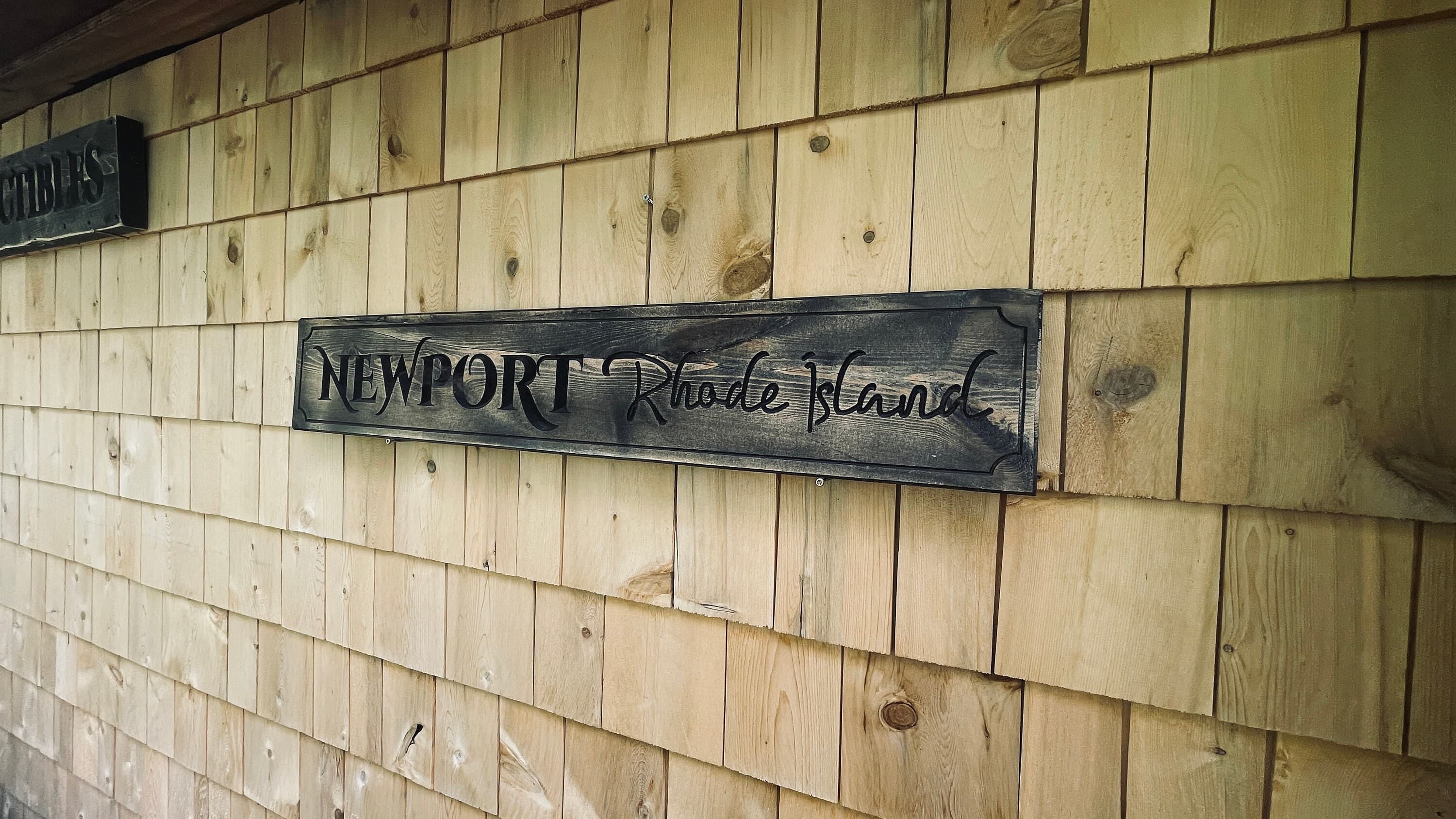 Newport Rhode Island Carved Real Pine Wooden Sign