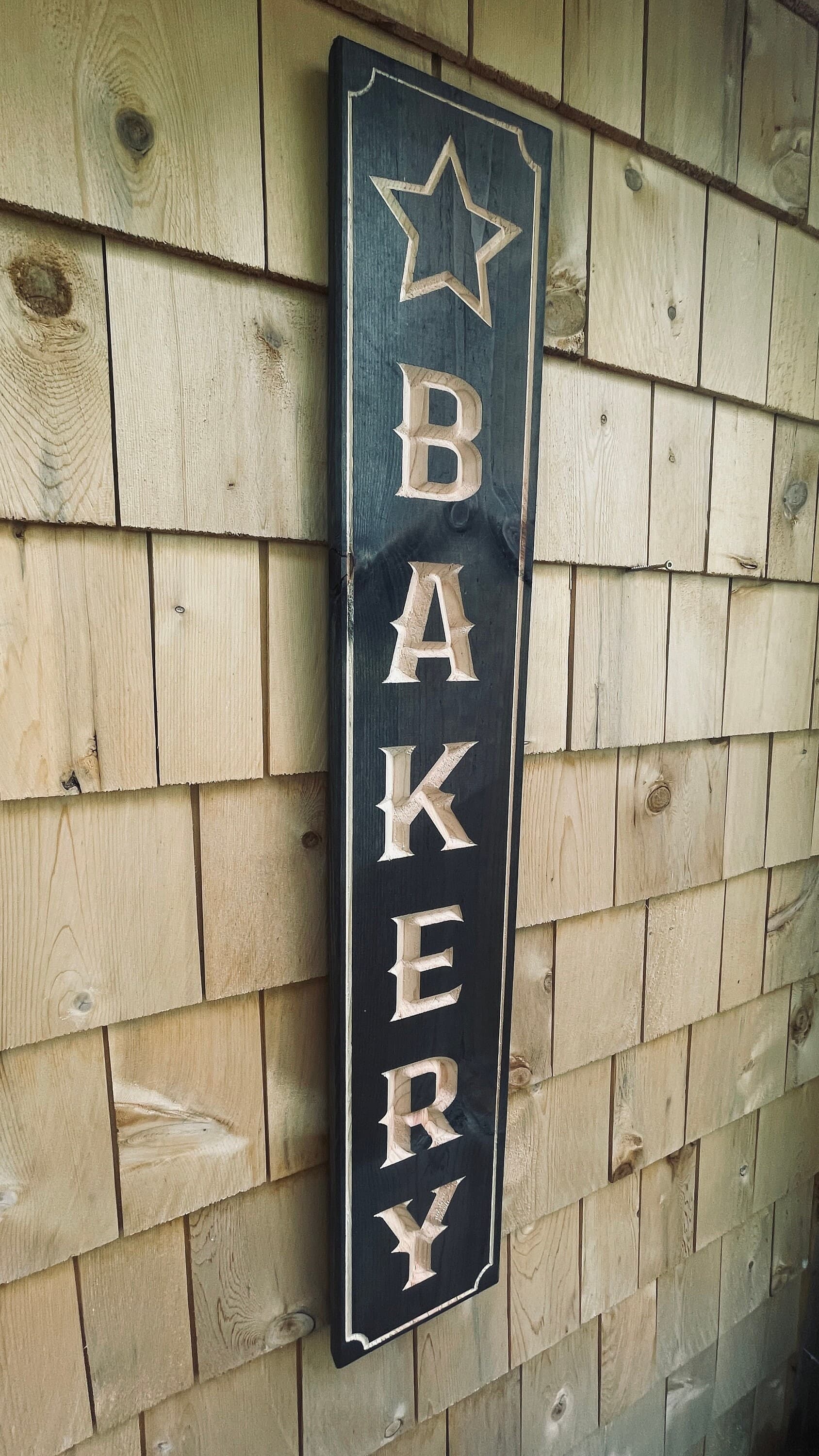 Bakery Vertical Carved Real Pine Wooden Sign