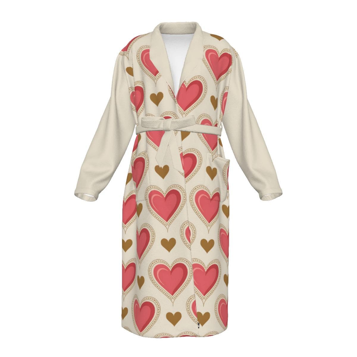Pink Heart Pattern Jersey Knit Robe | Soft Loungewear