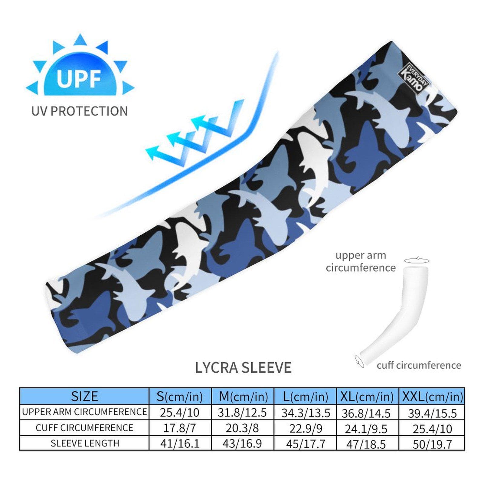 Blue Shark Camo Cooling Arm Sleeves | Lycra UV Protection