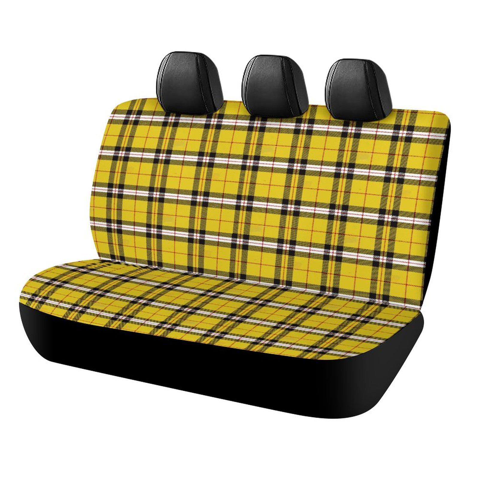 Yellow Plaid Car Back Seat Covers | Polyester Spandex Elastic Fit