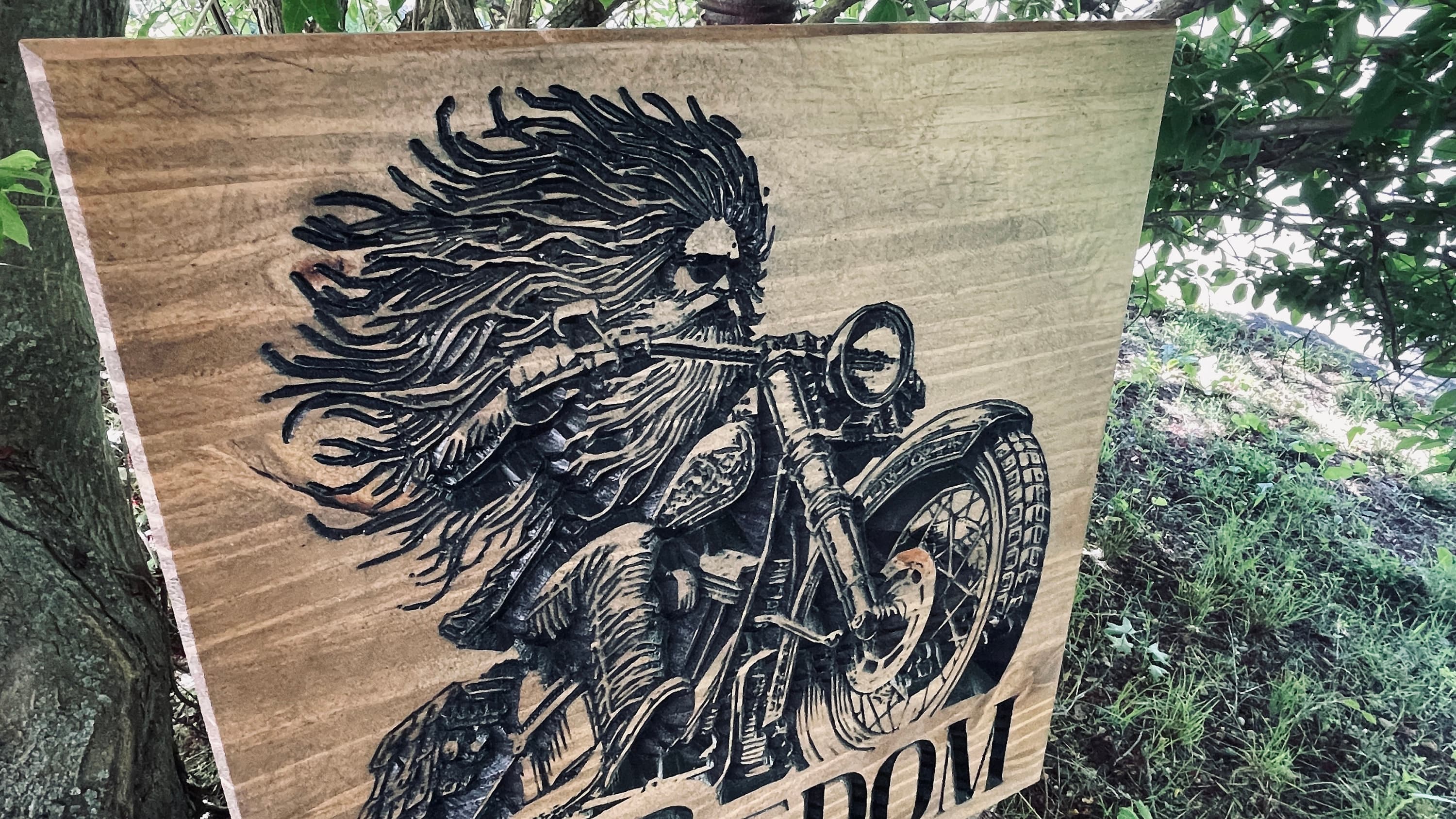 Freedom Rider Carved Wood Sign