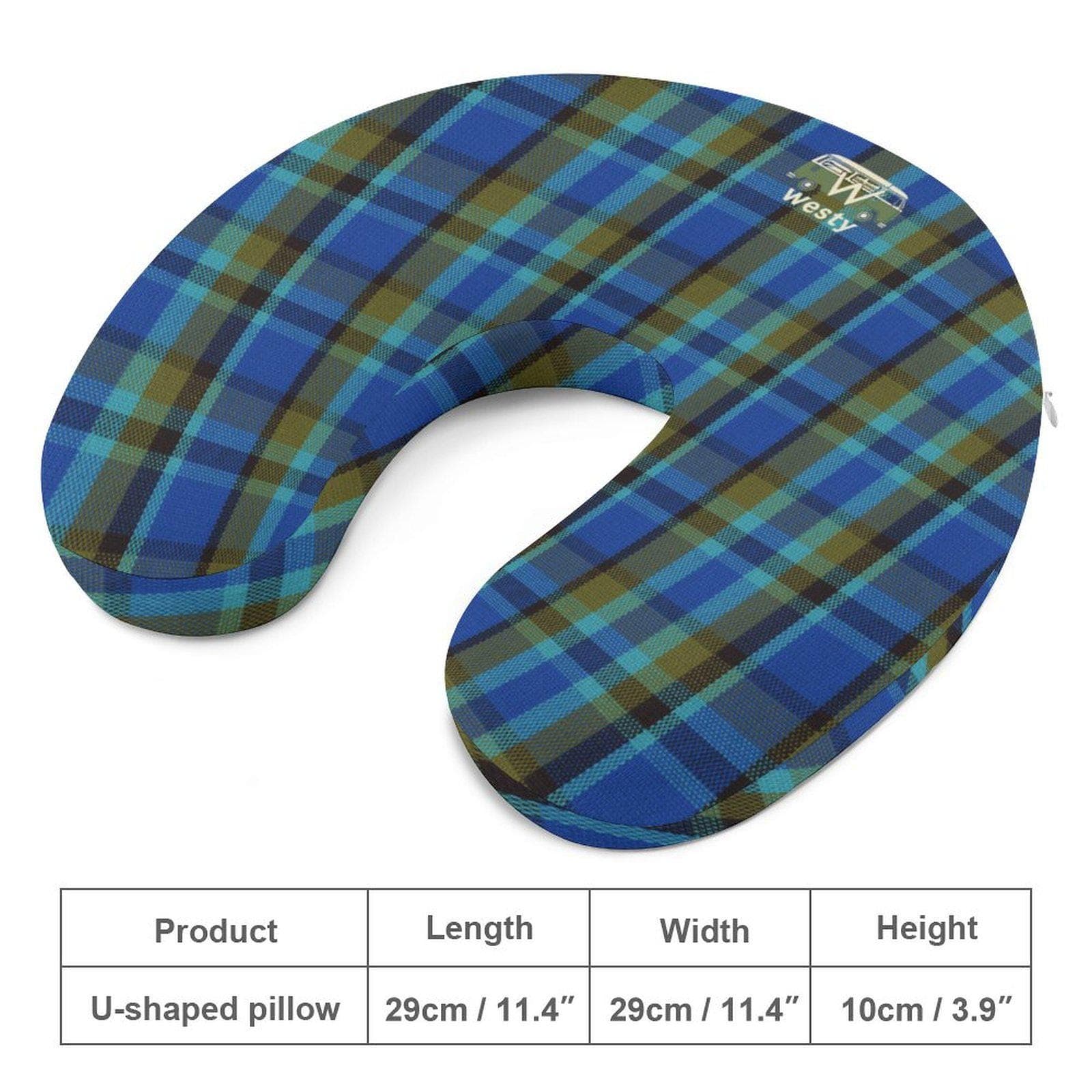 Westy Van Life Plaid Memory Foam Travel Pillow | Neck Support