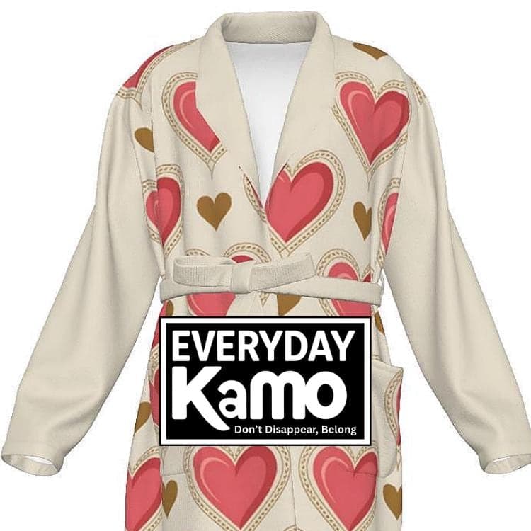 Pink Heart Pattern Jersey Knit Robe | Soft Loungewear