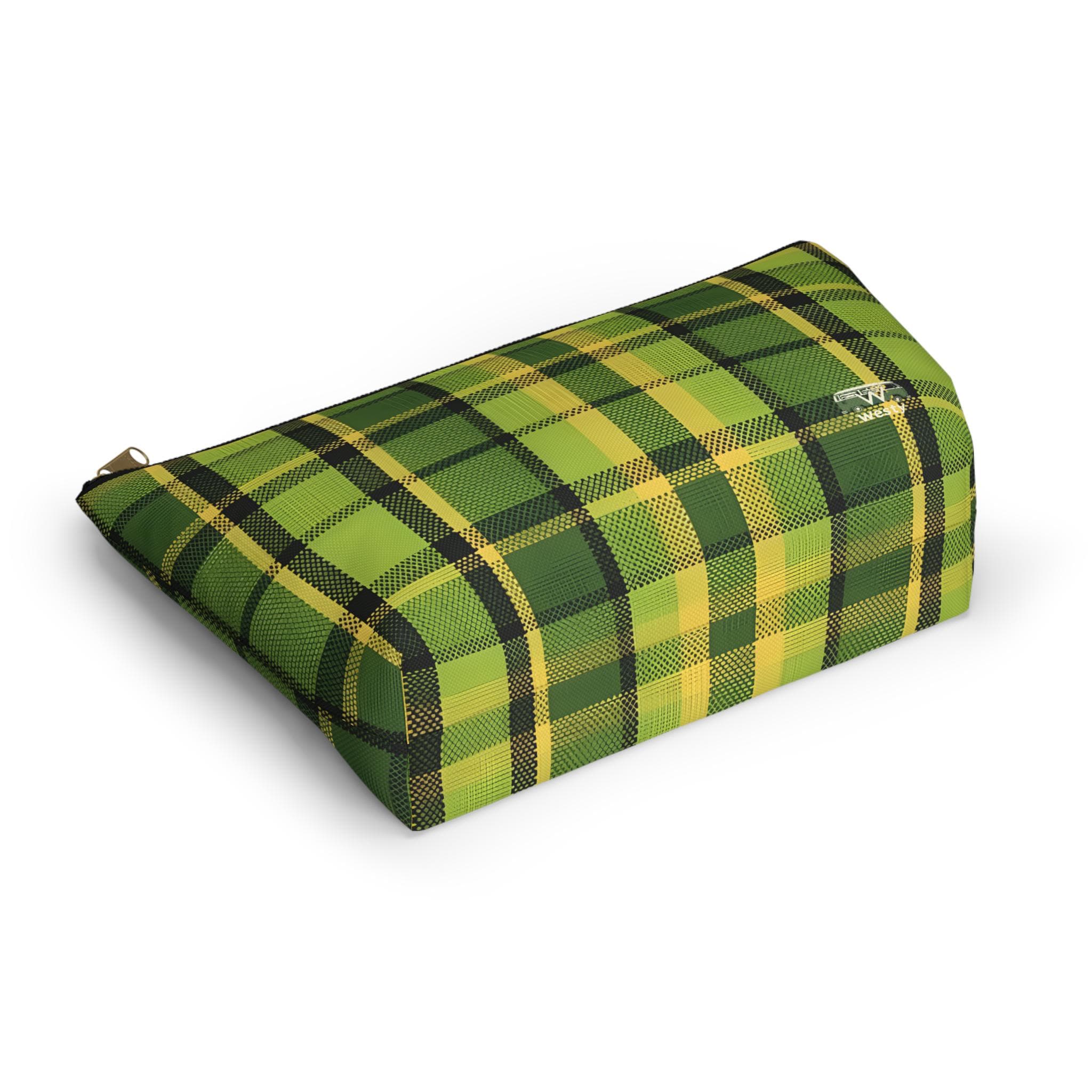 Westy Plaid Travel Pouch - Vintage Green Westfalia Camper Bus Design