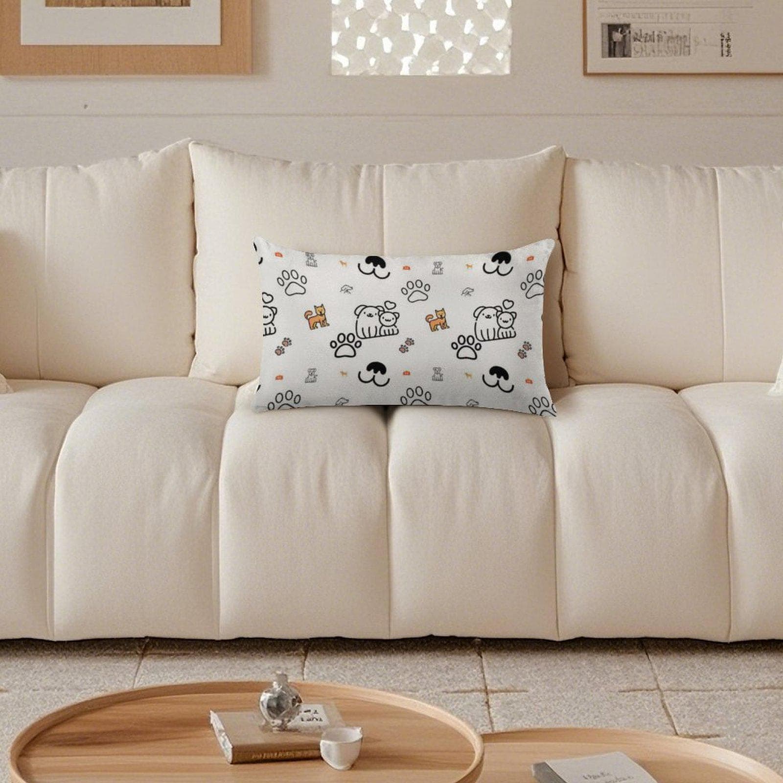 Dog & Paw Print Long Pillowcase | Ultra-Soft Short Plush Cover