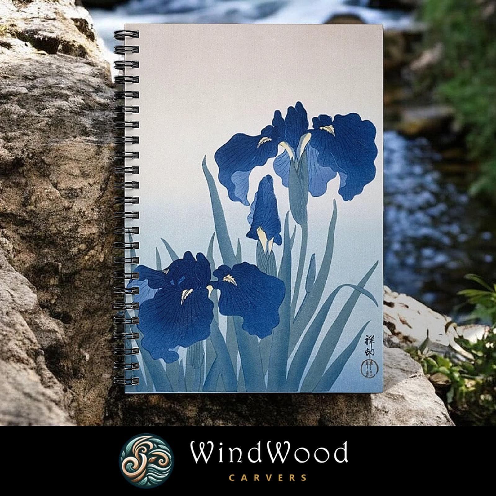 Japanese Iris Spiral Notebook – Floral Lined Journal