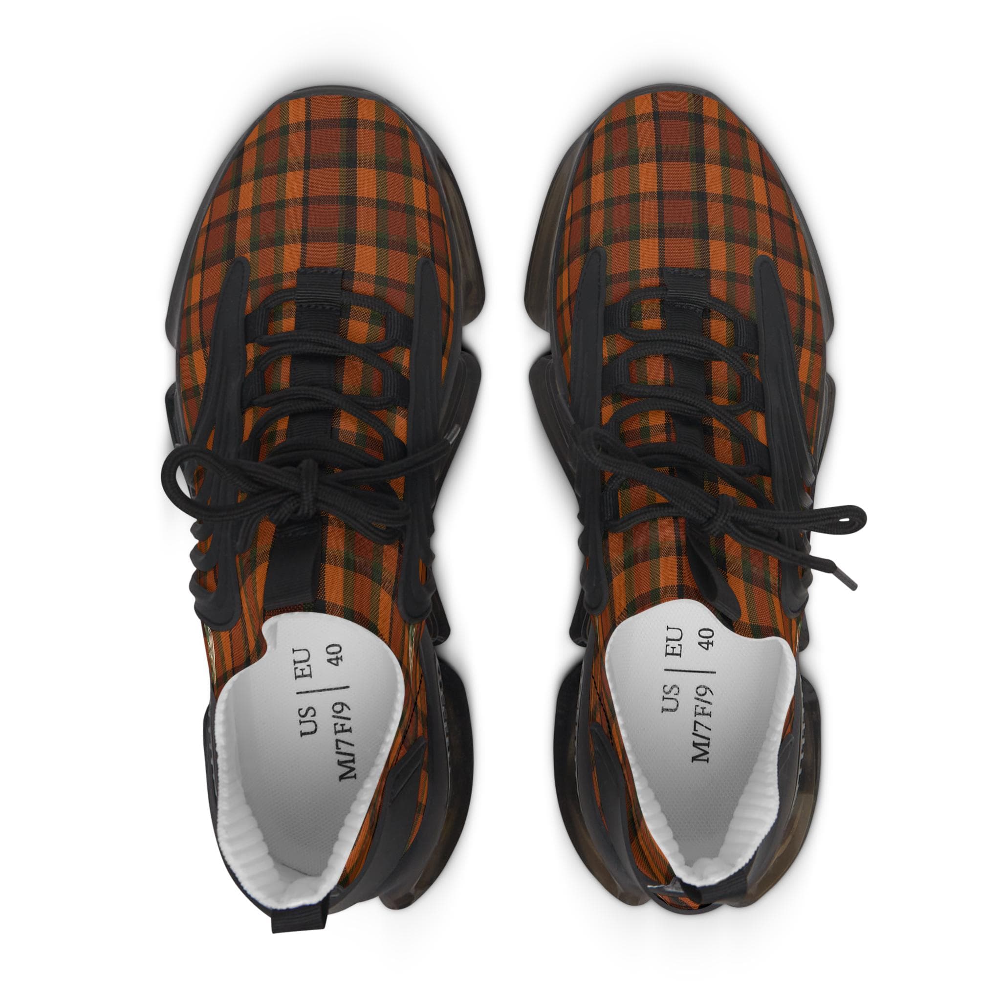 Westy Plaid Sneakers Women Orange Tartan VW Bus Camper Van Road Trip Shoes