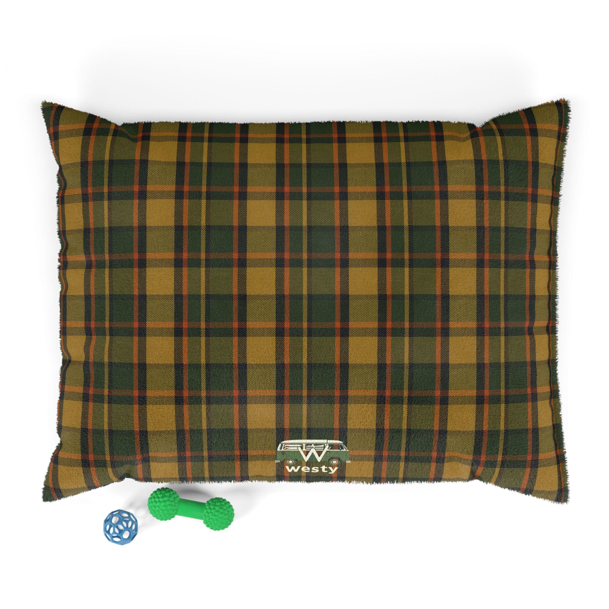 Plaid Vintage VW Camper Inspired Dog Bed, Removable Cover